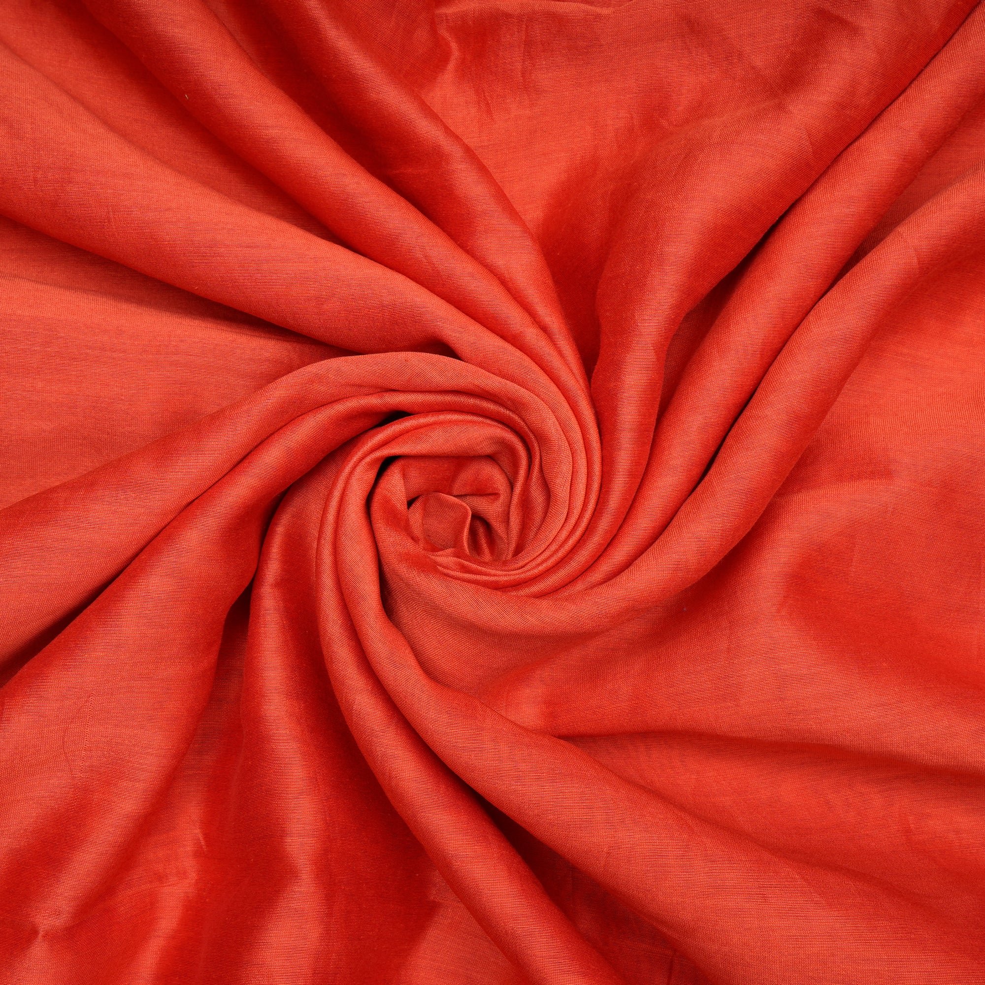 (Pre-Cut 4.15 Mtr)Georgia Orange Piece Dyed Pure Chanderi Fabric