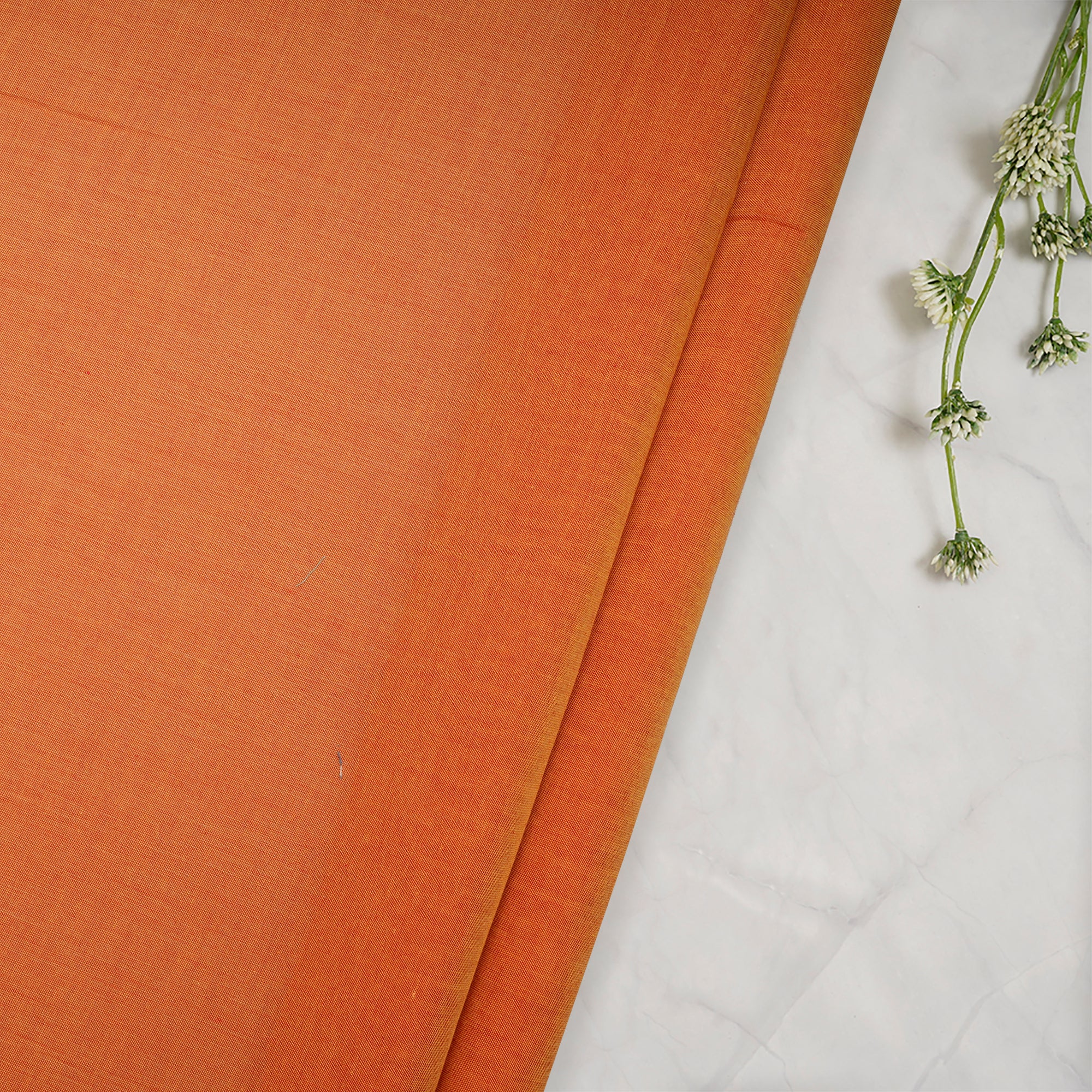 (Pre-Cut 1.10 Mtr)Orange Color Yarn Dyed Cotton Fabric