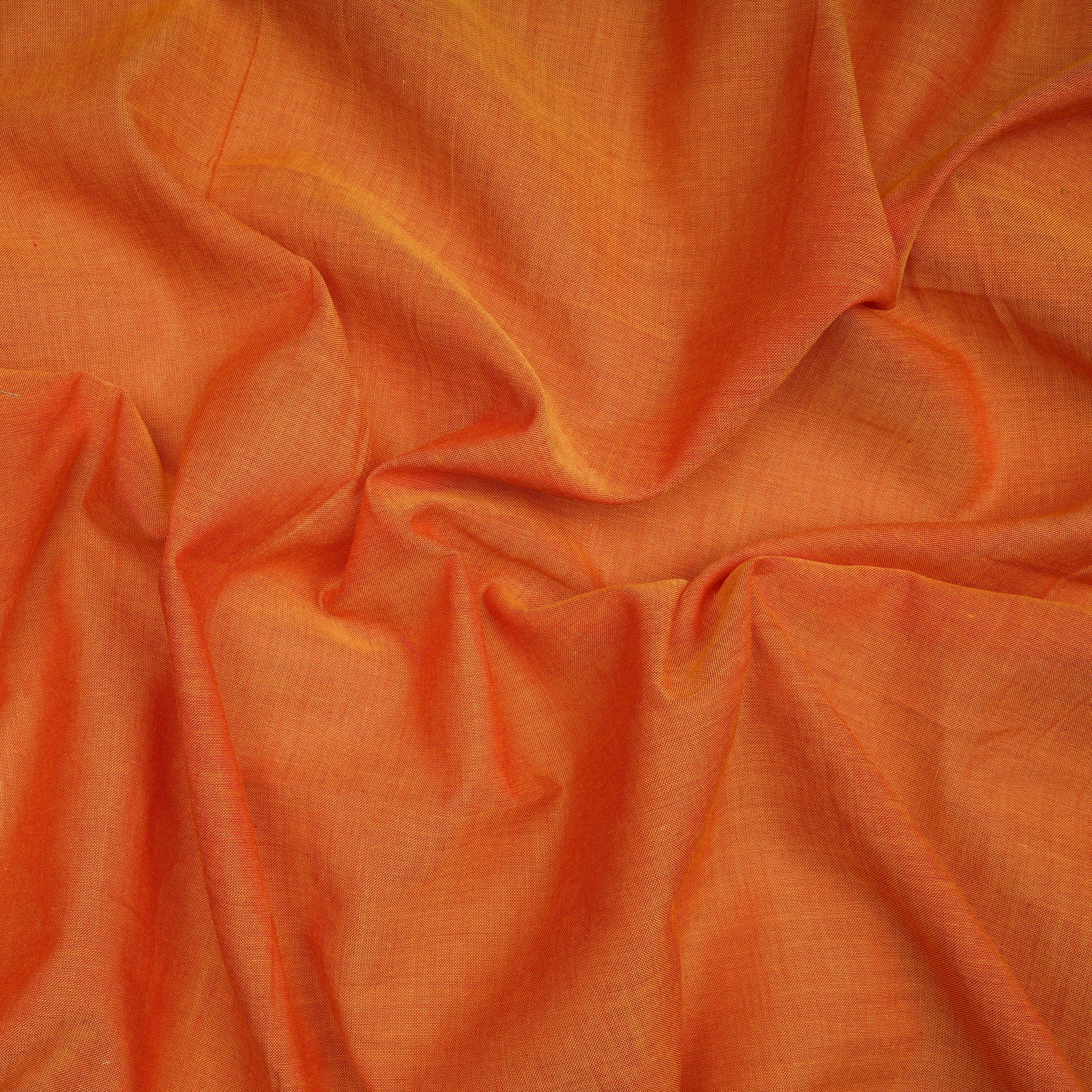 (Pre-Cut 1.10 Mtr)Orange Color Yarn Dyed Cotton Fabric