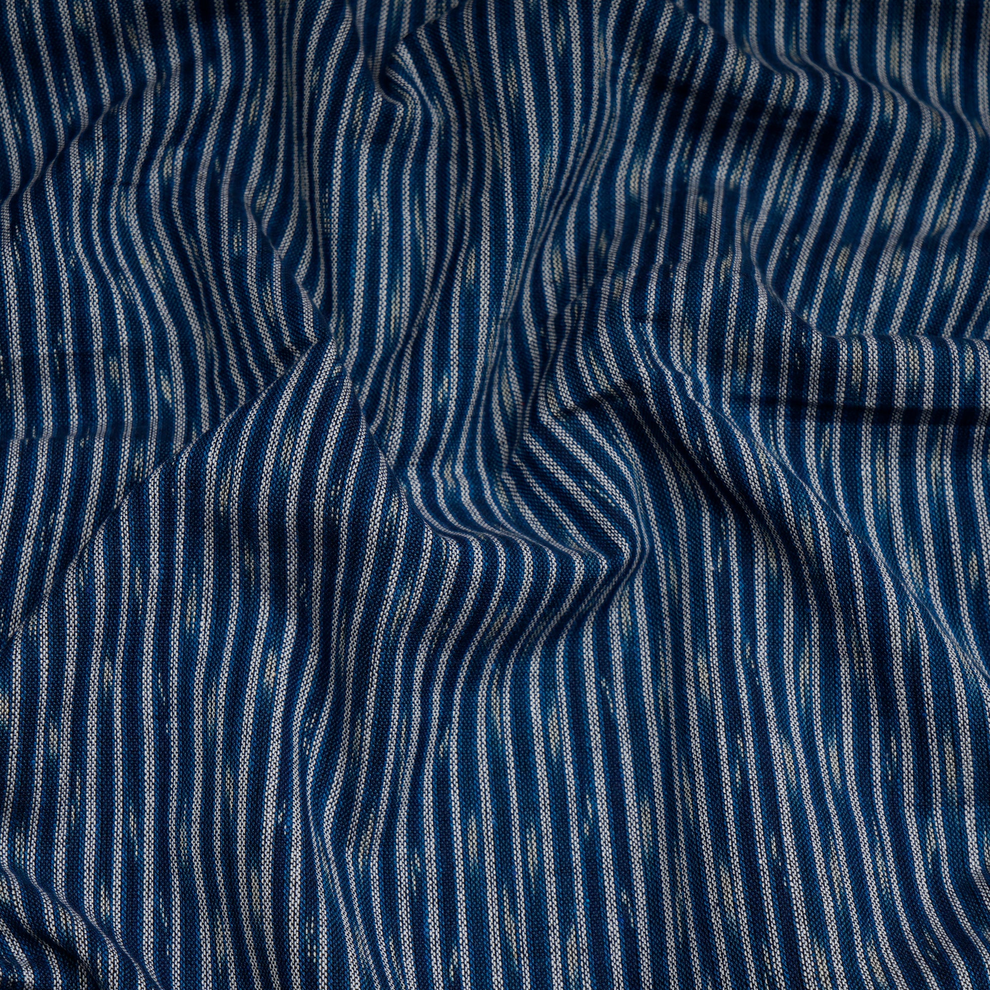 (Pre-Cut 1.40 Mtr)Dark Blue Handwoven Pure Cotton Ikat Fabric