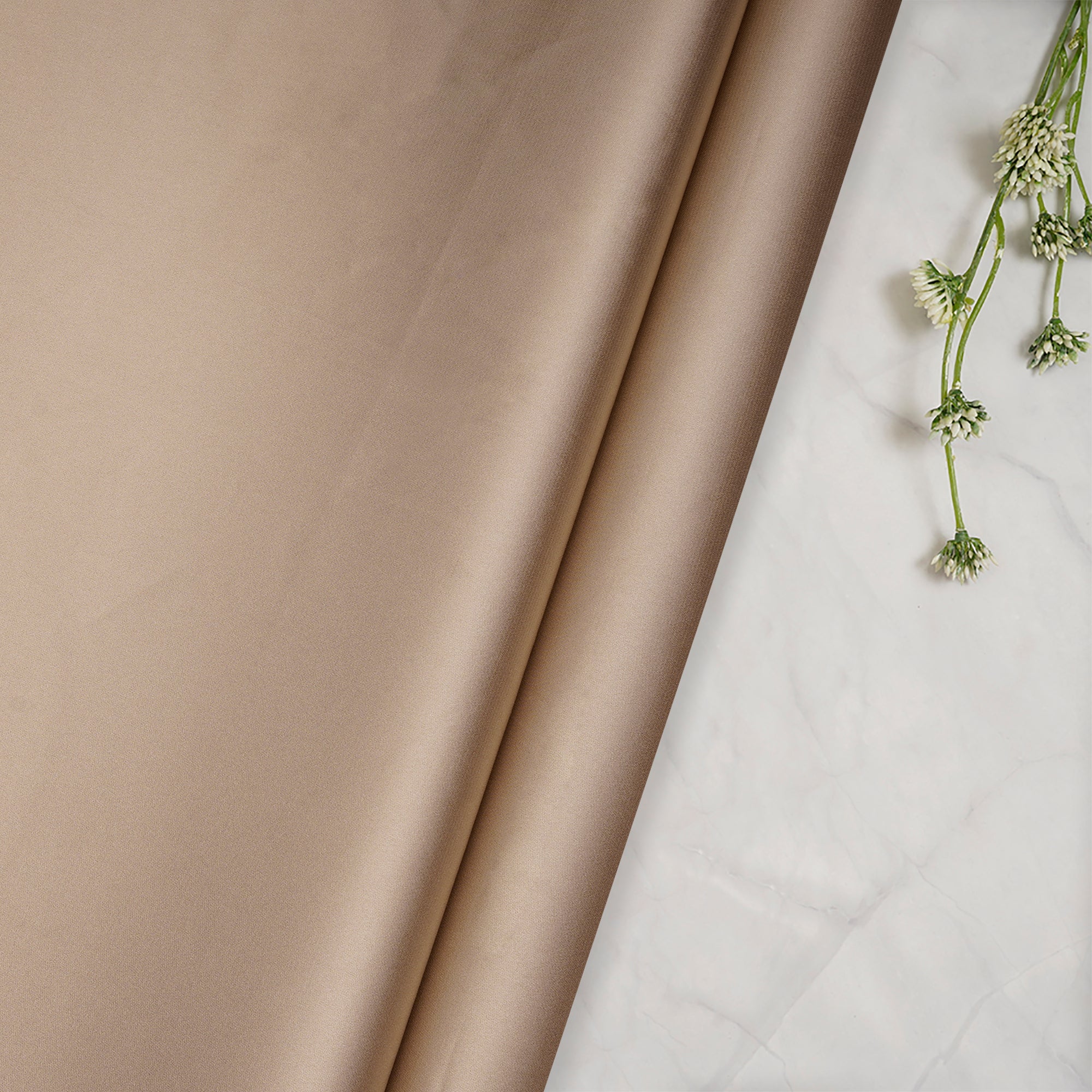 (Pre-Cut 0.80 Mtr)Beige Plain Polyester Satin Lycra Fabric