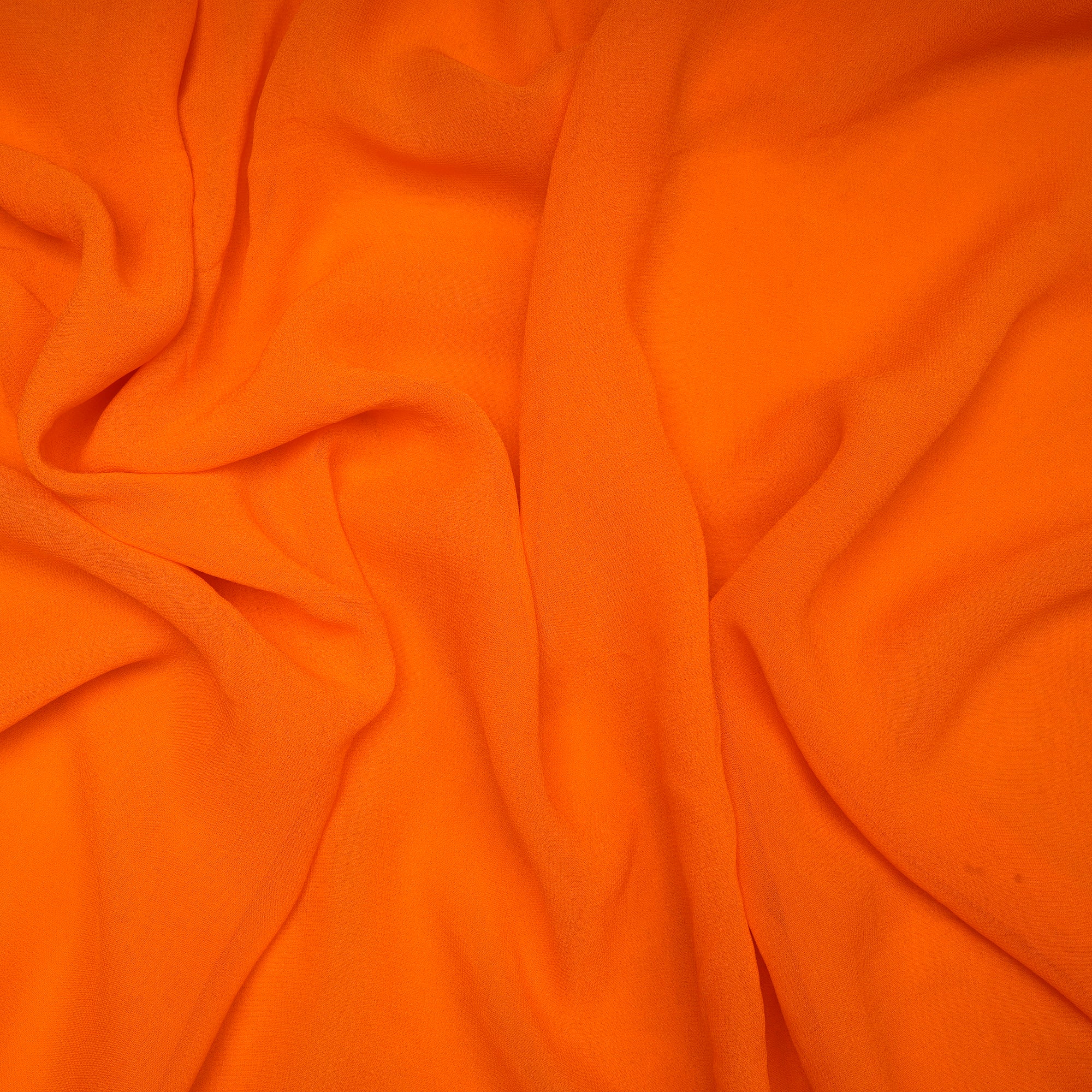 (Pre-Cut 1.40 Mtr)Orange Piece Dyed Bemberg Georgette Fabric