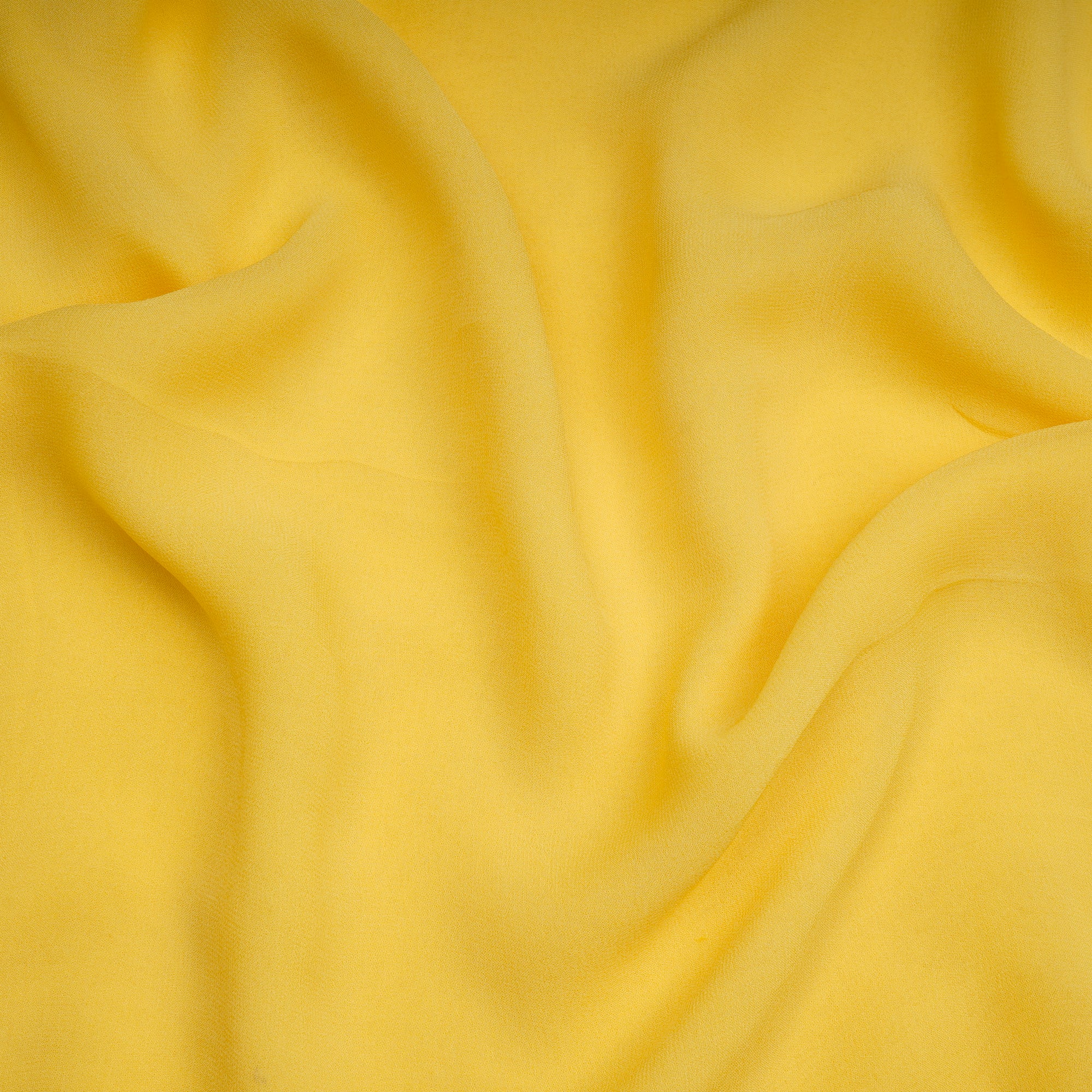 (Pre-Cut 2.90 Mtr)Yellow Piece Dyed Bemberg Georgette Fabric