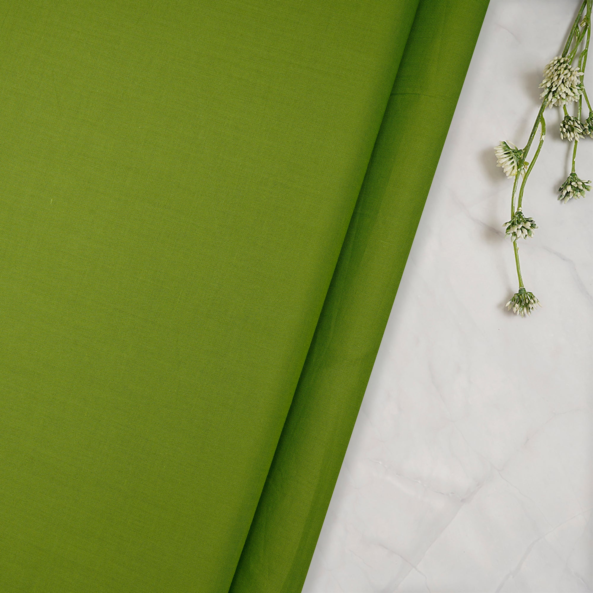 (Pre-Cut 2.05 Mtr)Green Color Cotton Cambric Fabric