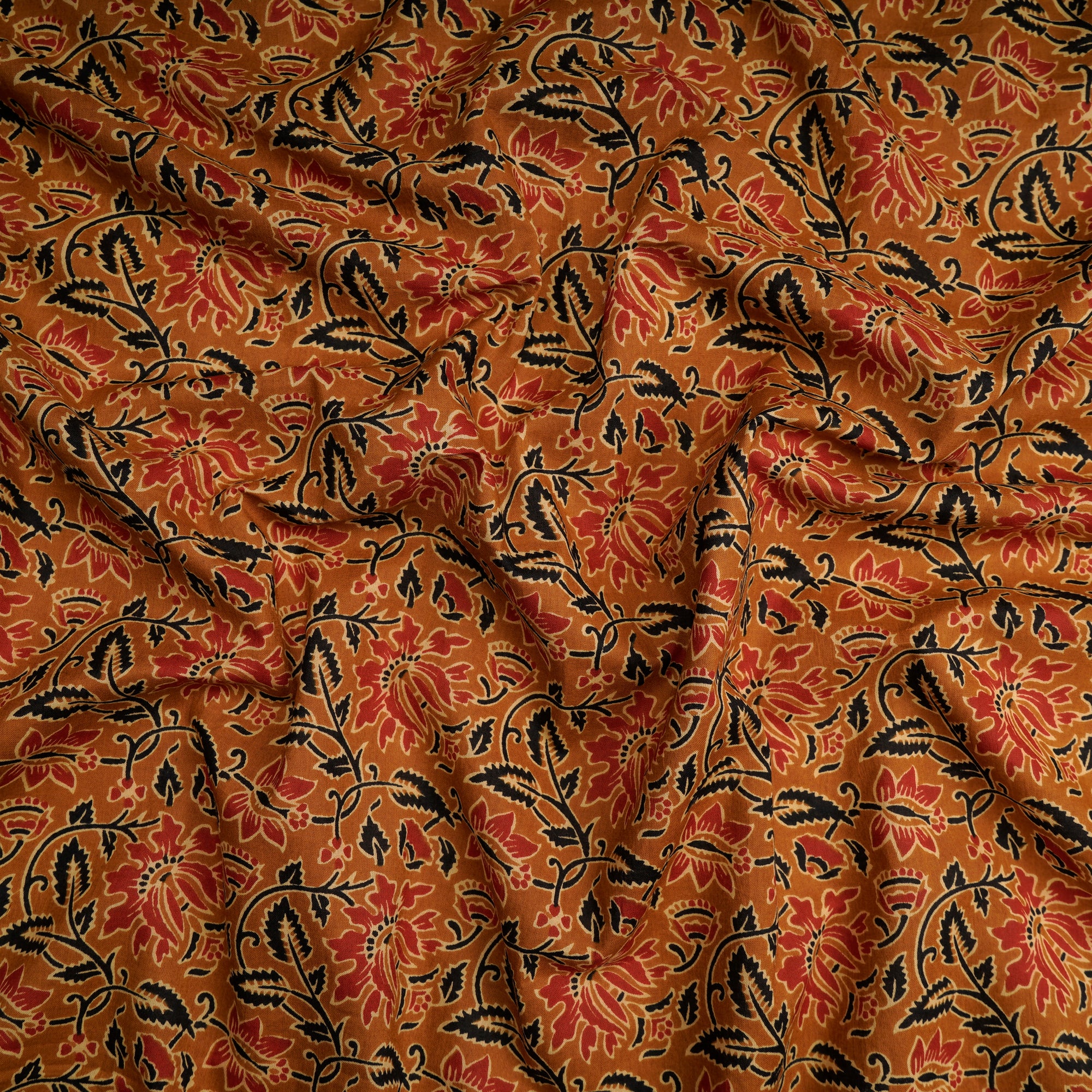 (Pre-Cut 0.80 Mtr)Mustard Hand Block Printed Cotton Fabric