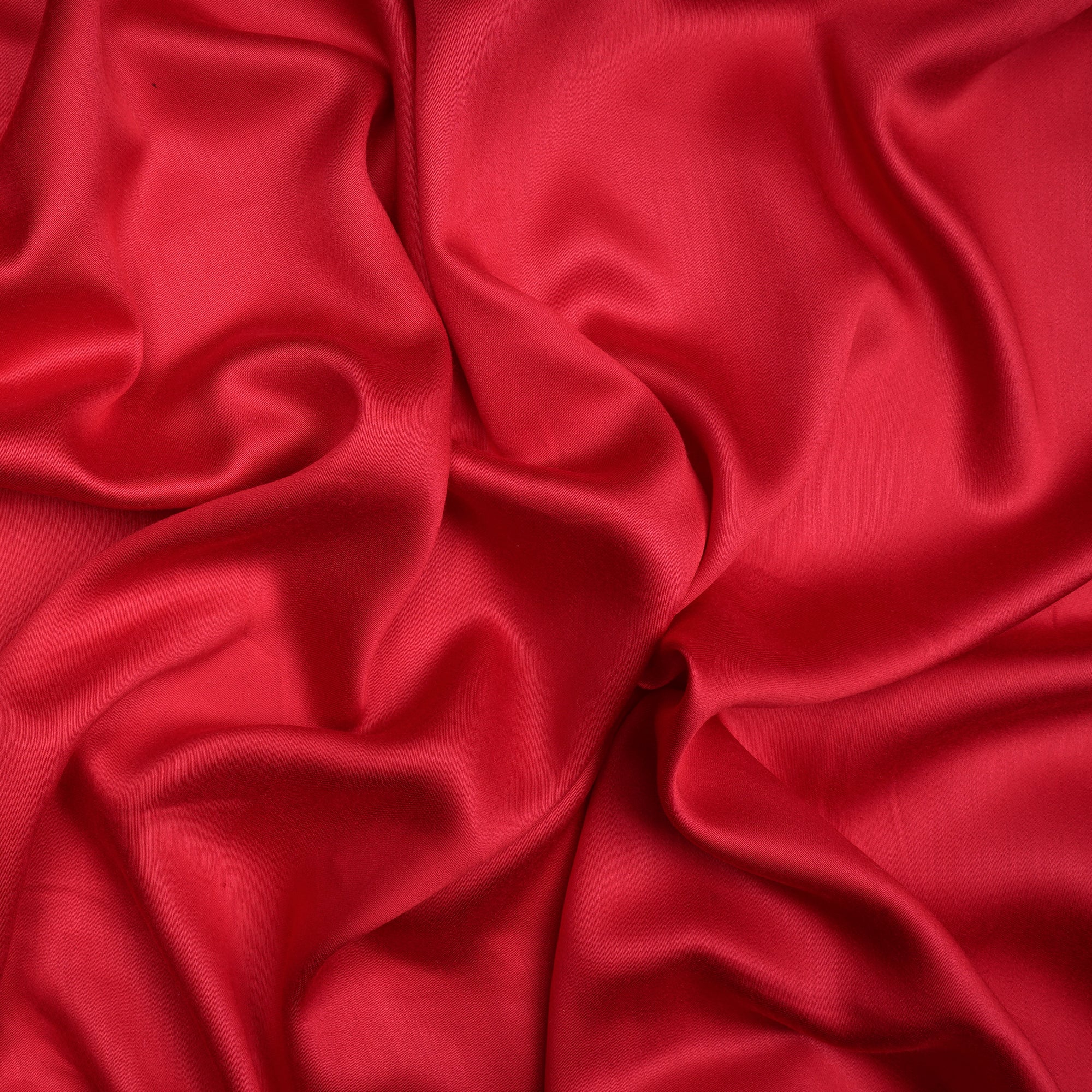 (Pre-Cut 1.30 Mtr)Red Color Piece Dyed Modal Satin Fabric