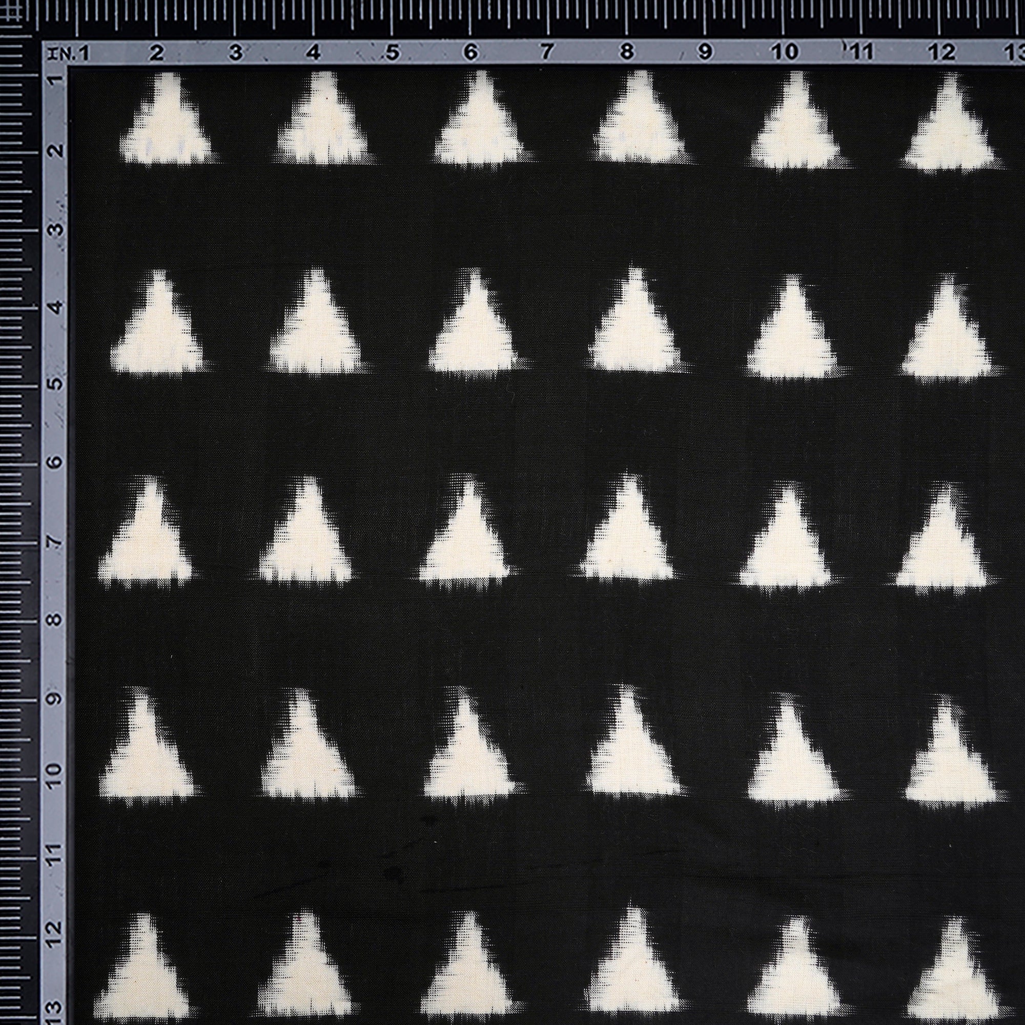 (Pre-Cut 0.60 Mtr)Black-White Handwoven Ikat Cotton Fabric