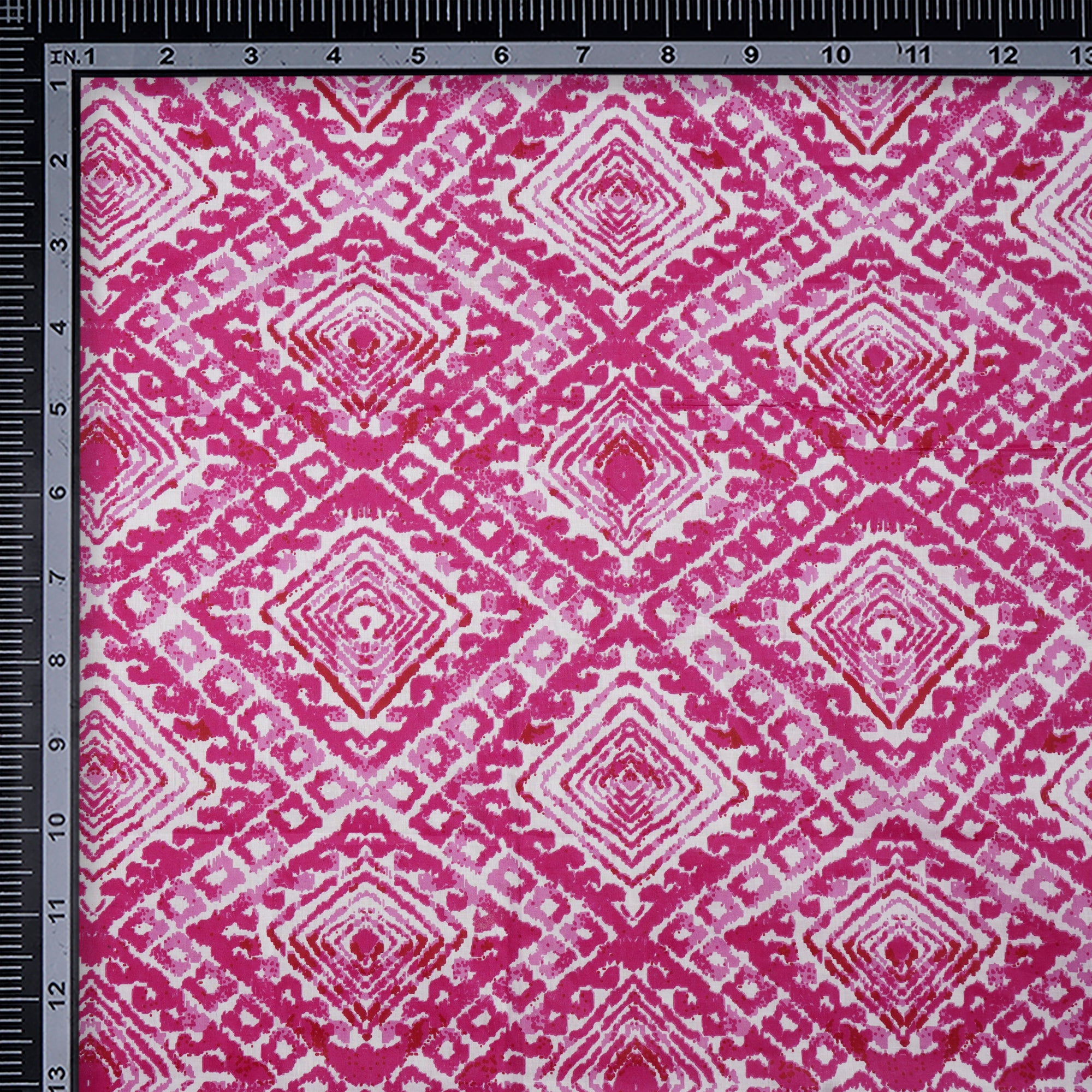 (Pre-Cut 1.10Mtr)Pink Color Printed Tussar Chanderi Fabric