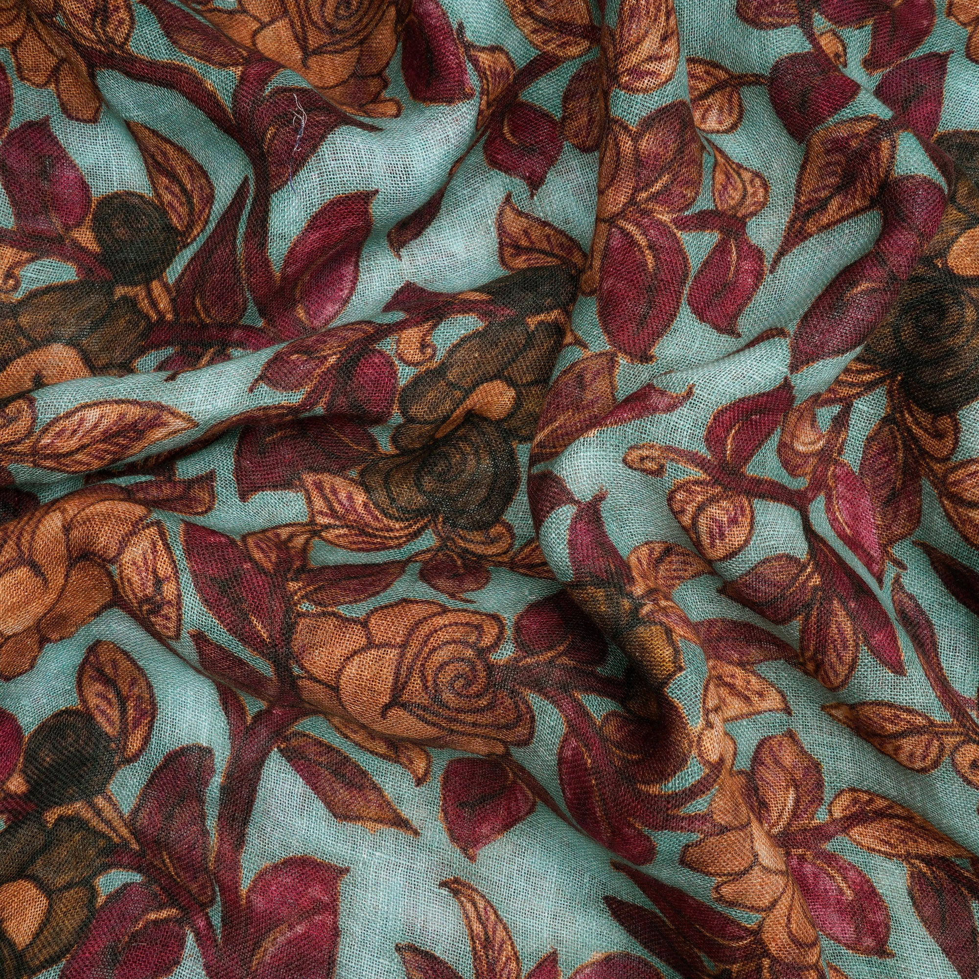 (Pre-Cut 2.60 Mtr) Multi Color Floral Pattern Digital Printed Gauge Linen Fabric