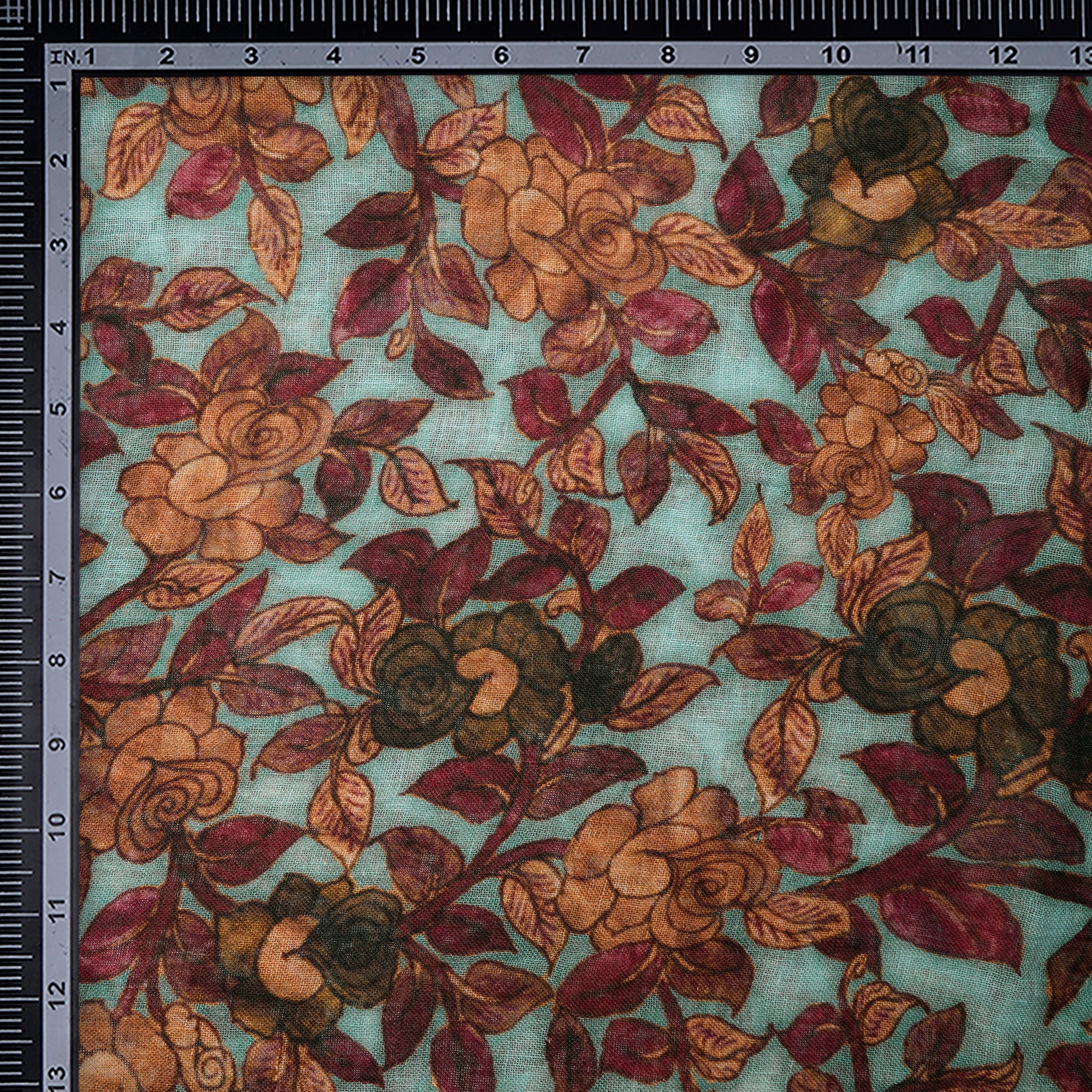 (Pre-Cut 2.60 Mtr) Multi Color Floral Pattern Digital Printed Gauge Linen Fabric