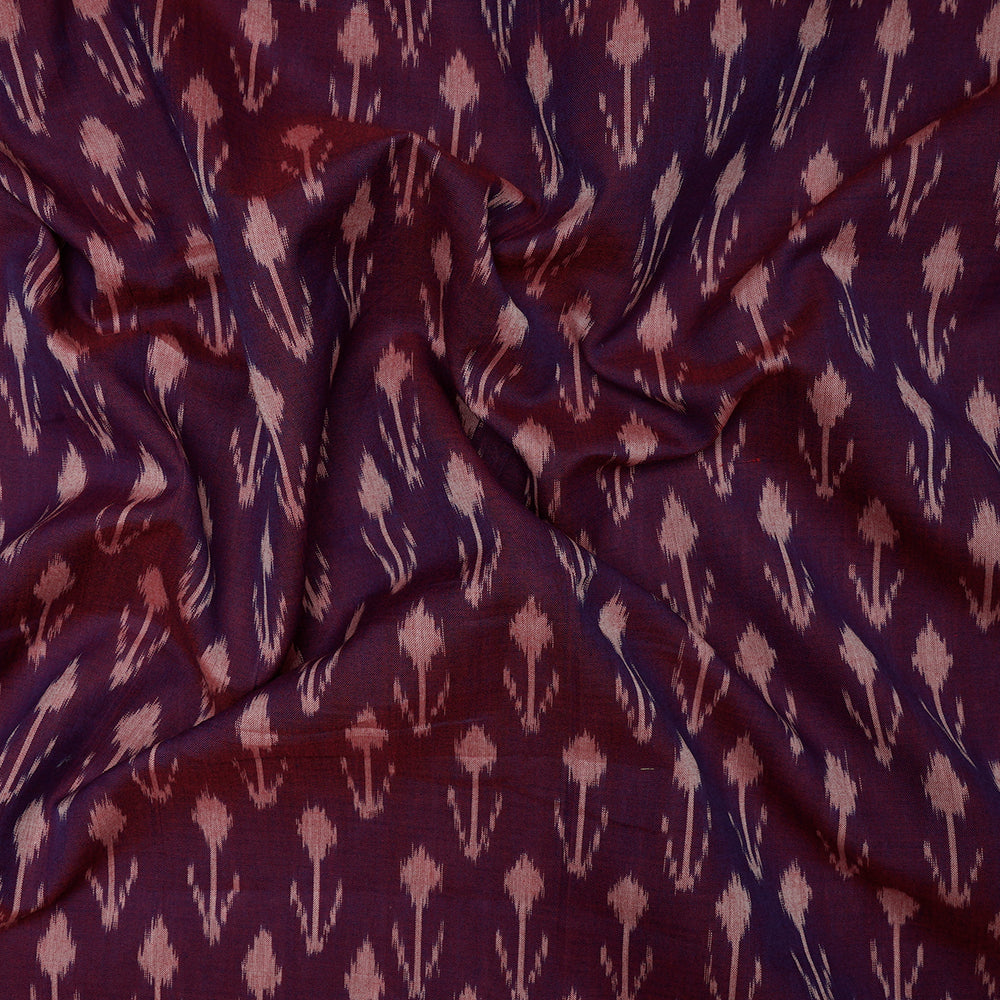 (Pre-Cut 0.50 Mtr) Purple Mercerized Washed Woven Ikat Cotton Fabric