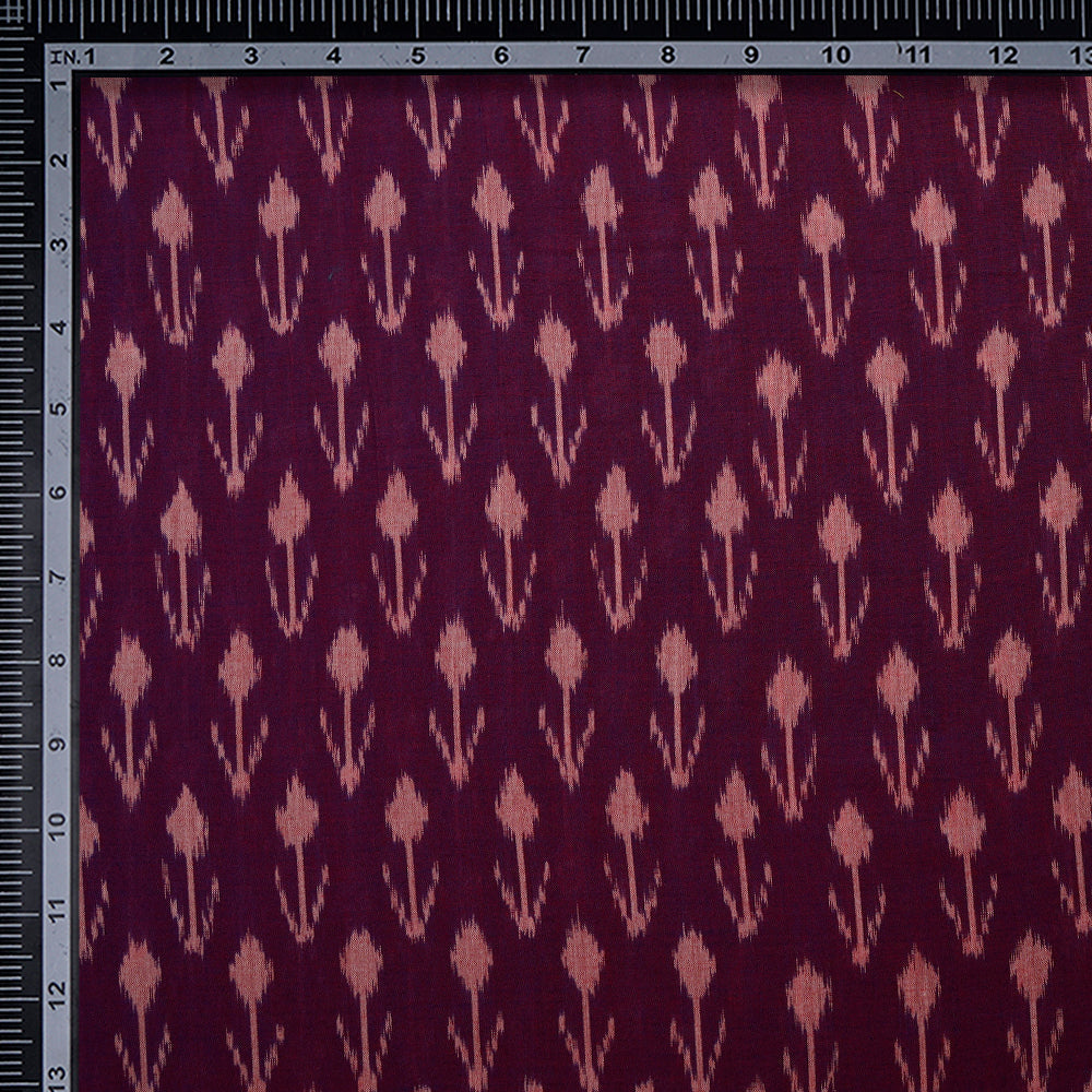 (Pre-Cut 0.50 Mtr) Purple Mercerized Washed Woven Ikat Cotton Fabric