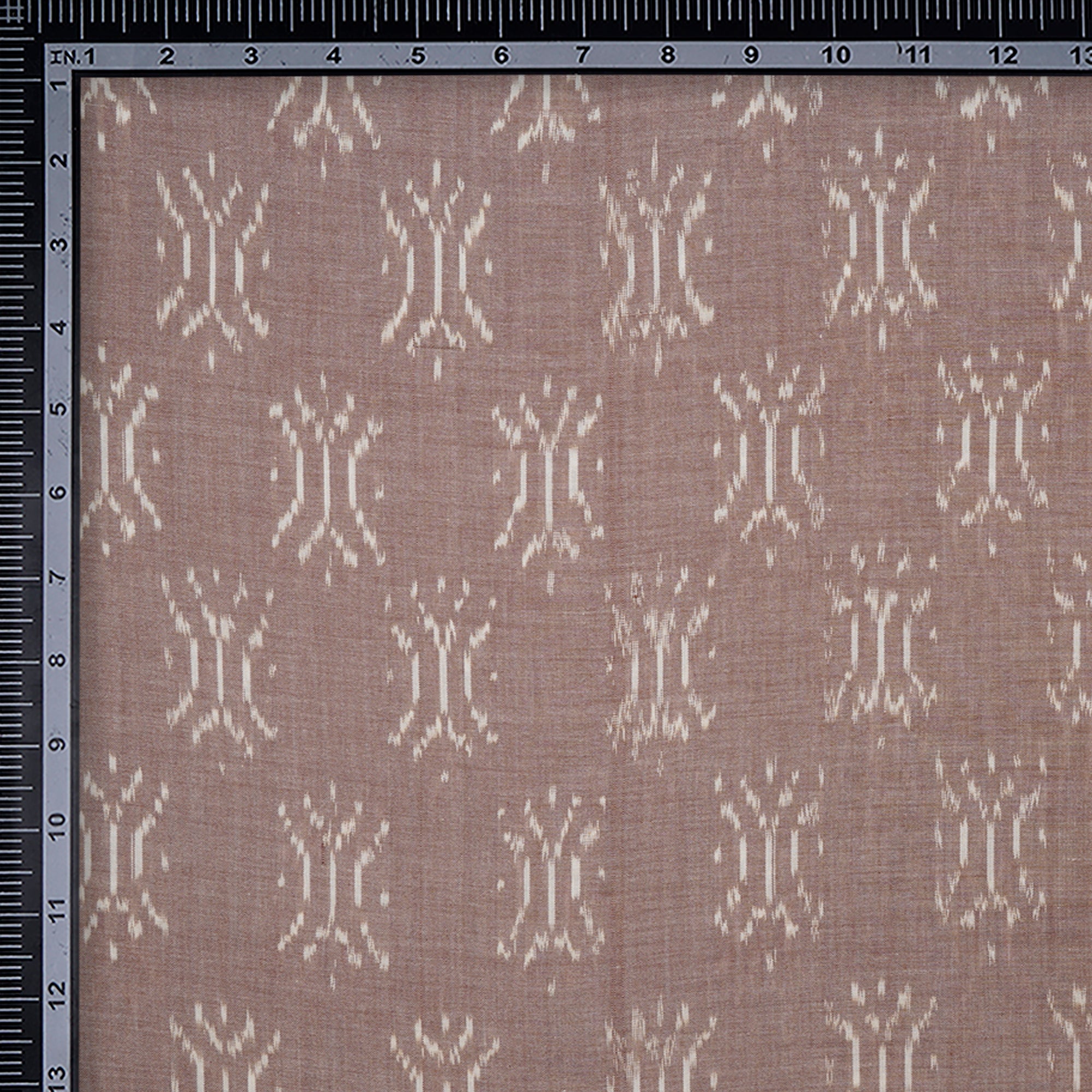 (Pre-Cut 3.25 Mtr) Desert Sand Mercerized Washed Woven Ikat Cotton Fabric