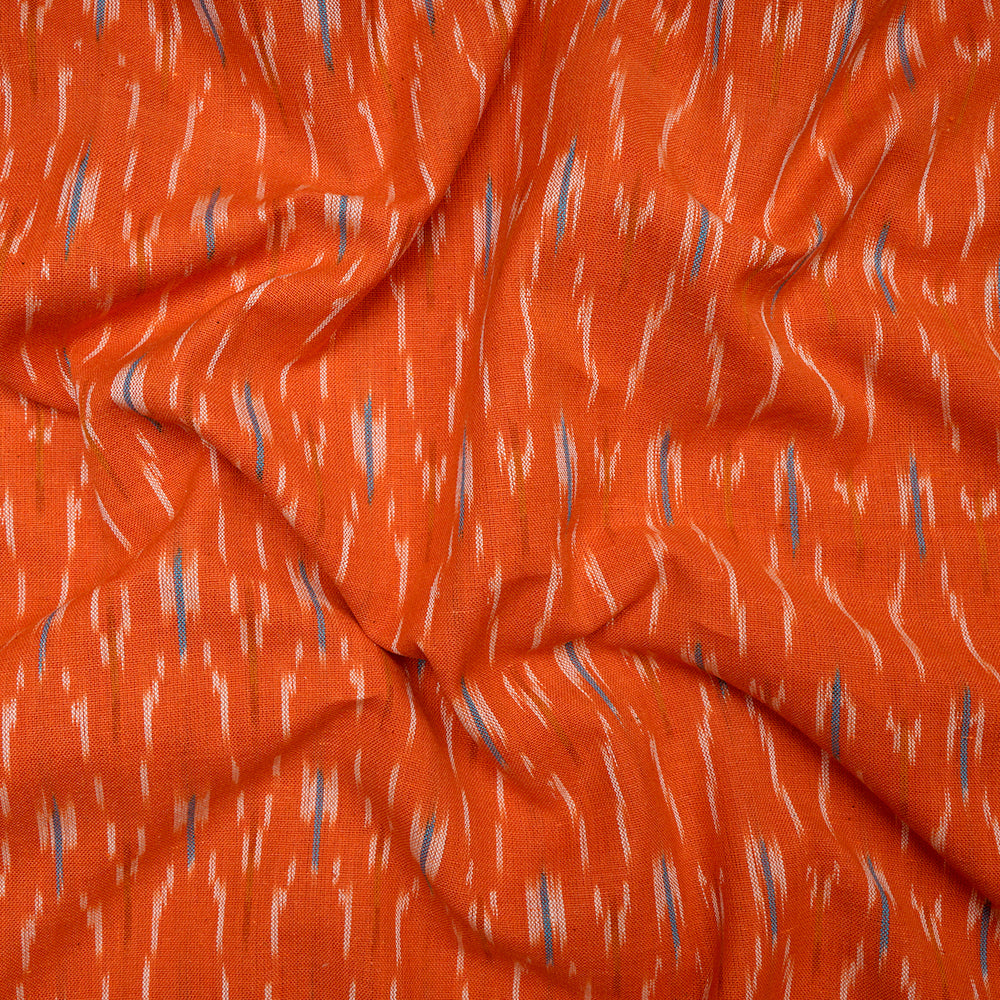 (Pre-Cut 1.50 Mtr)Orangeade Washed Woven Ikat Cotton Fabric