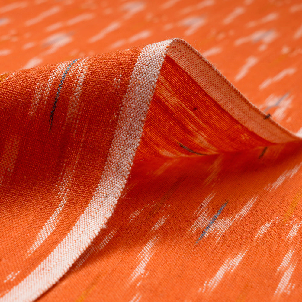 (Pre-Cut 1.50 Mtr)Orangeade Washed Woven Ikat Cotton Fabric