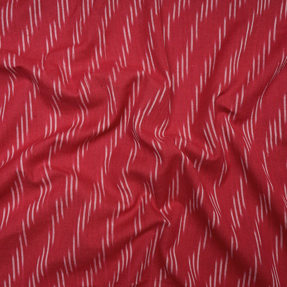 (Pre-Cut 1.90Mtr)Red Washed Woven Ikat Cotton Fabric