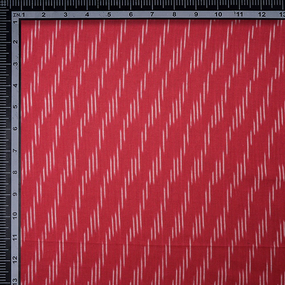 (Pre-Cut 1.90Mtr)Red Washed Woven Ikat Cotton Fabric