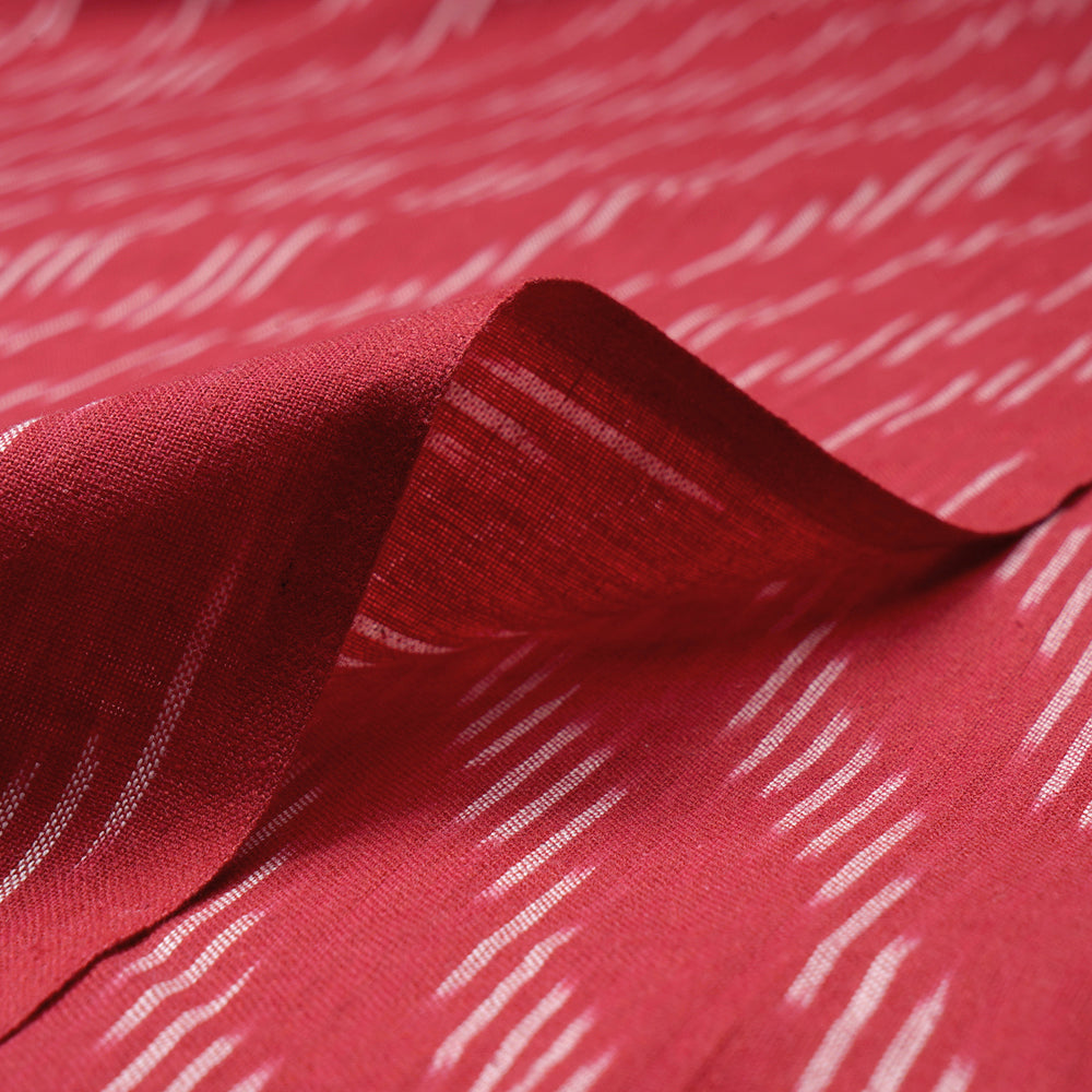 (Pre-Cut 1.90Mtr)Red Washed Woven Ikat Cotton Fabric