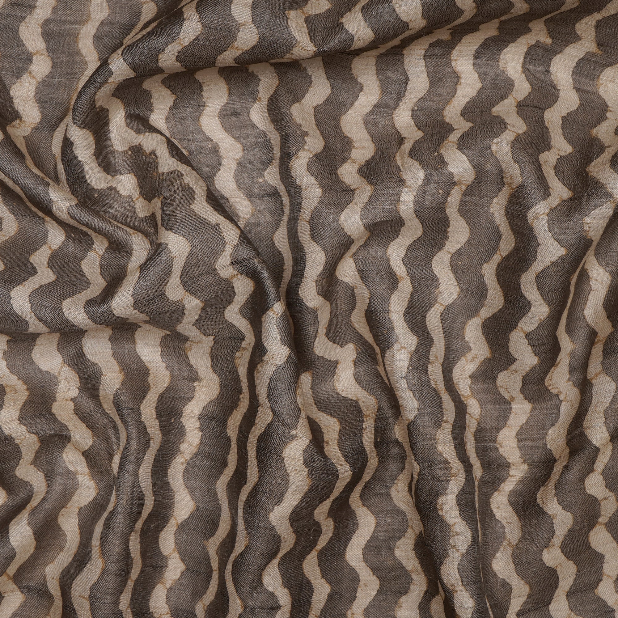 (Pre-Cut 0.80 Mtr)Grey Color Digital Print Tussar Silk Fabric