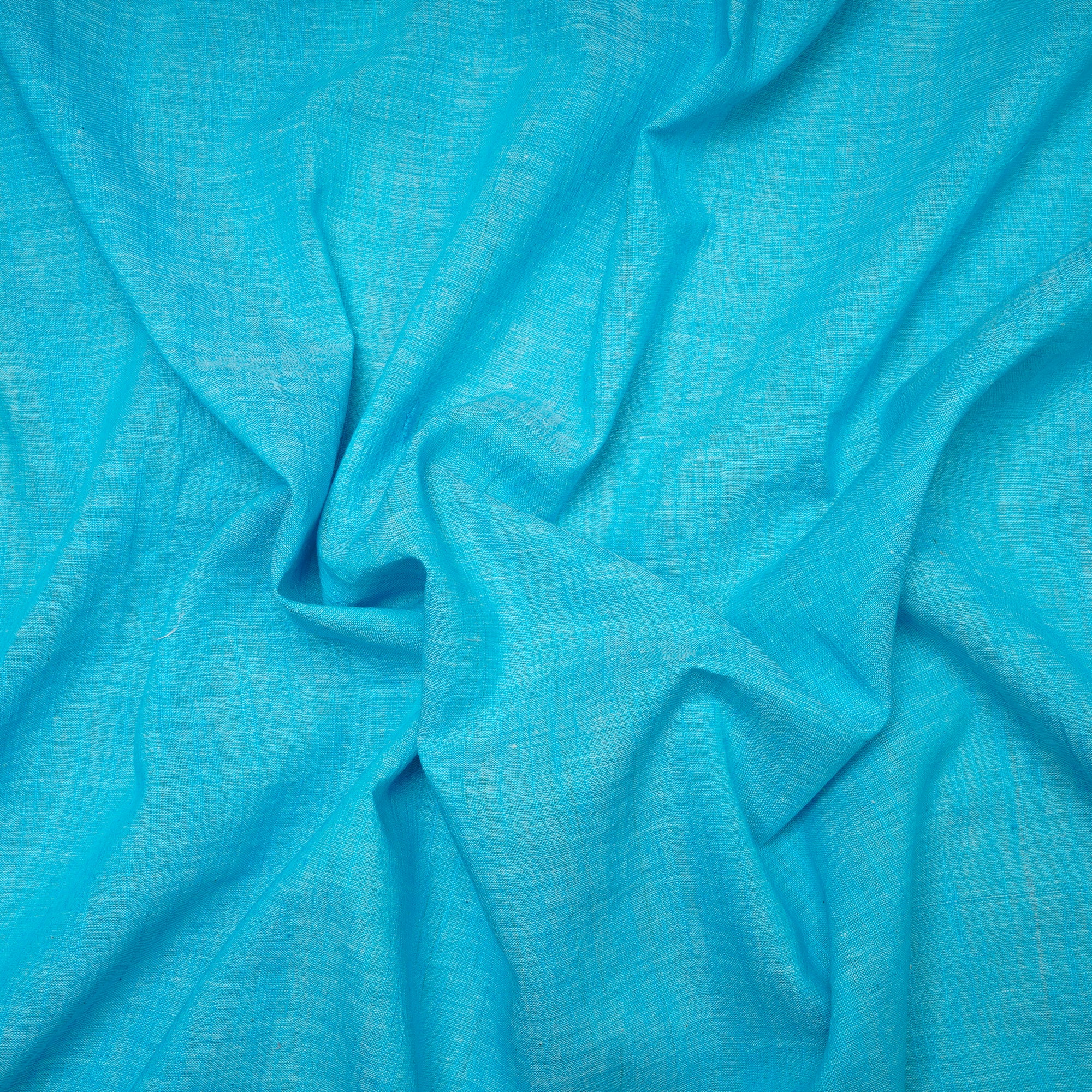 (Pre Cut 1 Mtr )Blue Color Muslin Cotton Slub Fabric