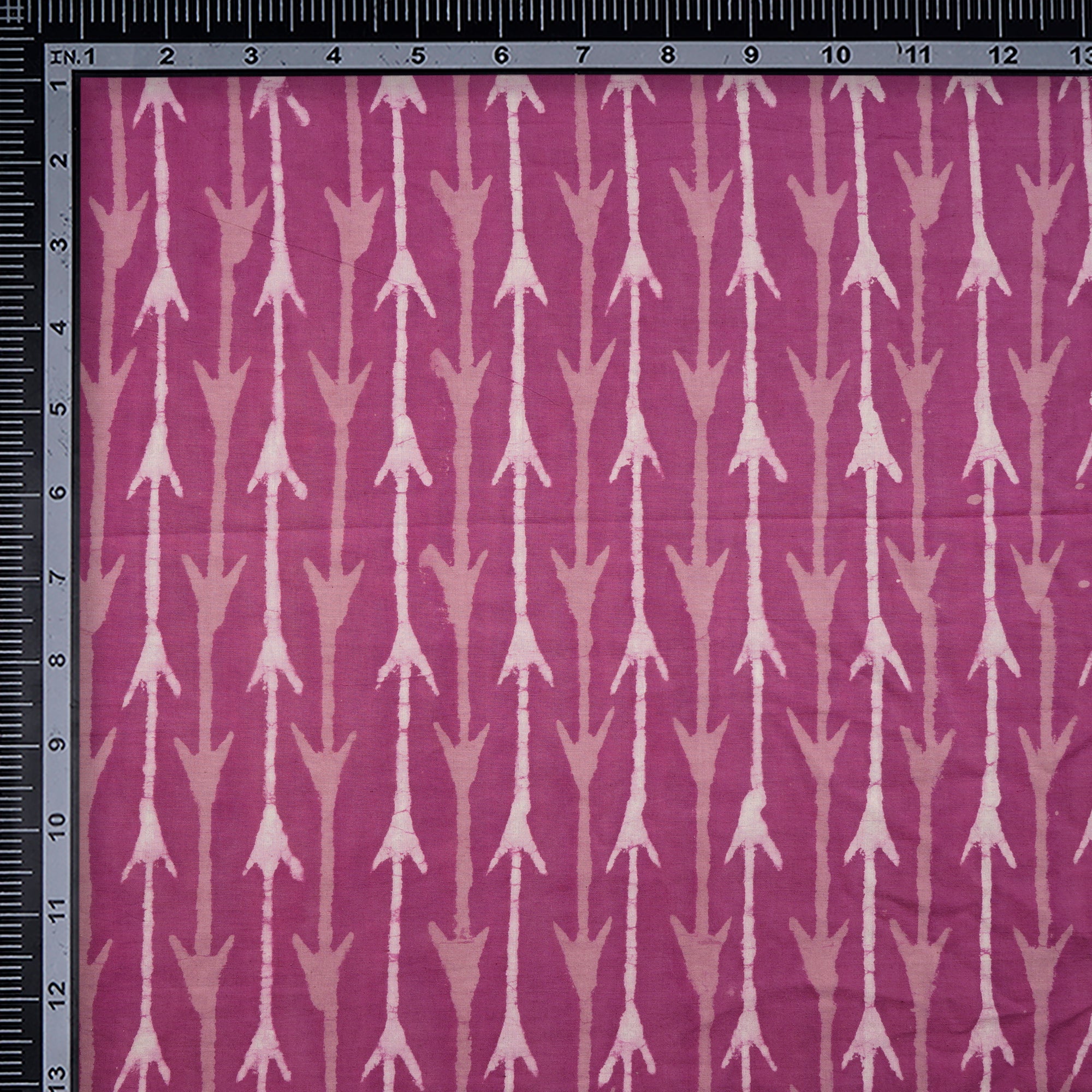 (Pre-Cu 1.50 Mtr)Red Voilet Hand Block Natural Dye Bagru Dabu Printed Cotton Fabric