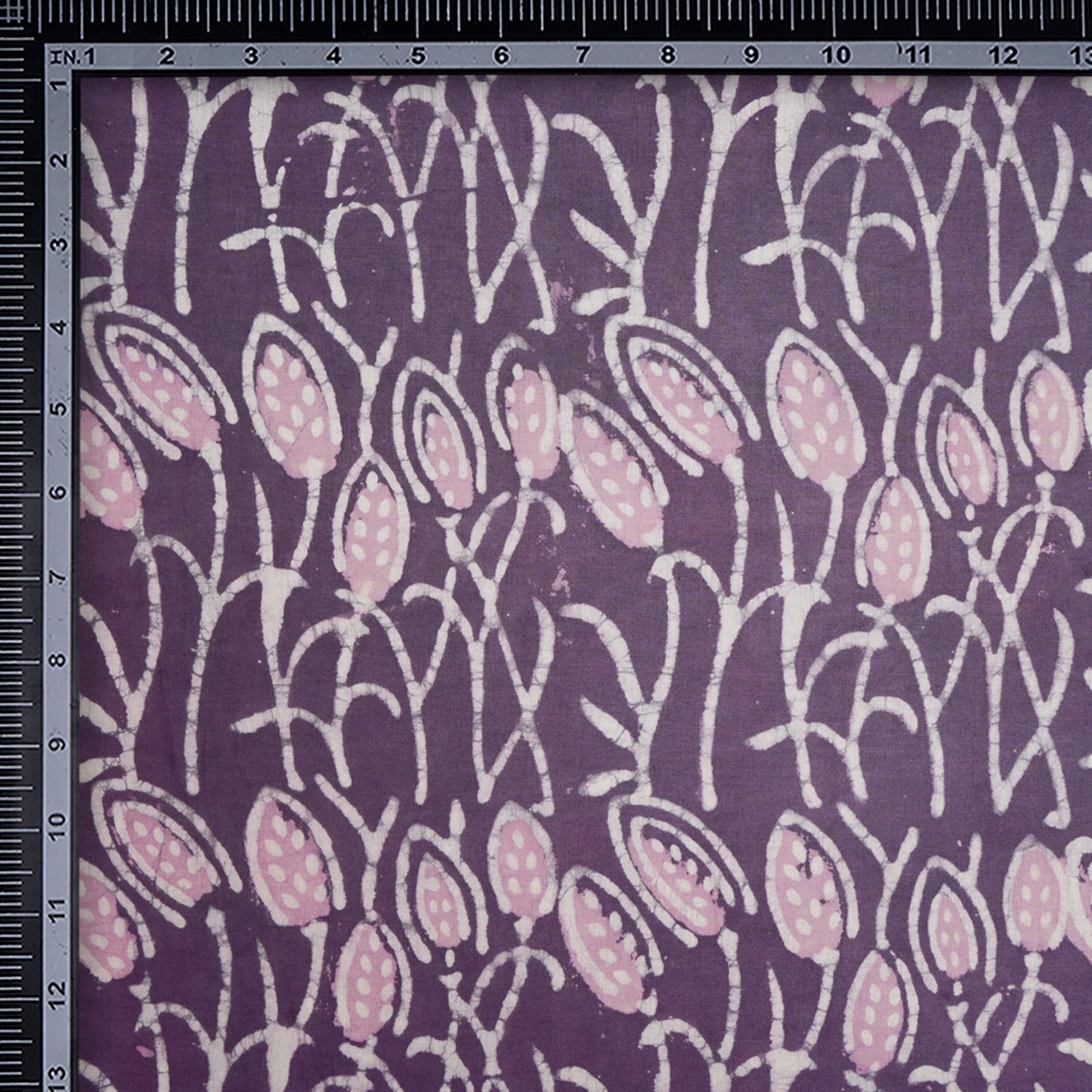 (Pre-Cut 2.35 Mtr)Purple Hand Block Natural Dye Bagru Dabu Printed Cotton Fabric