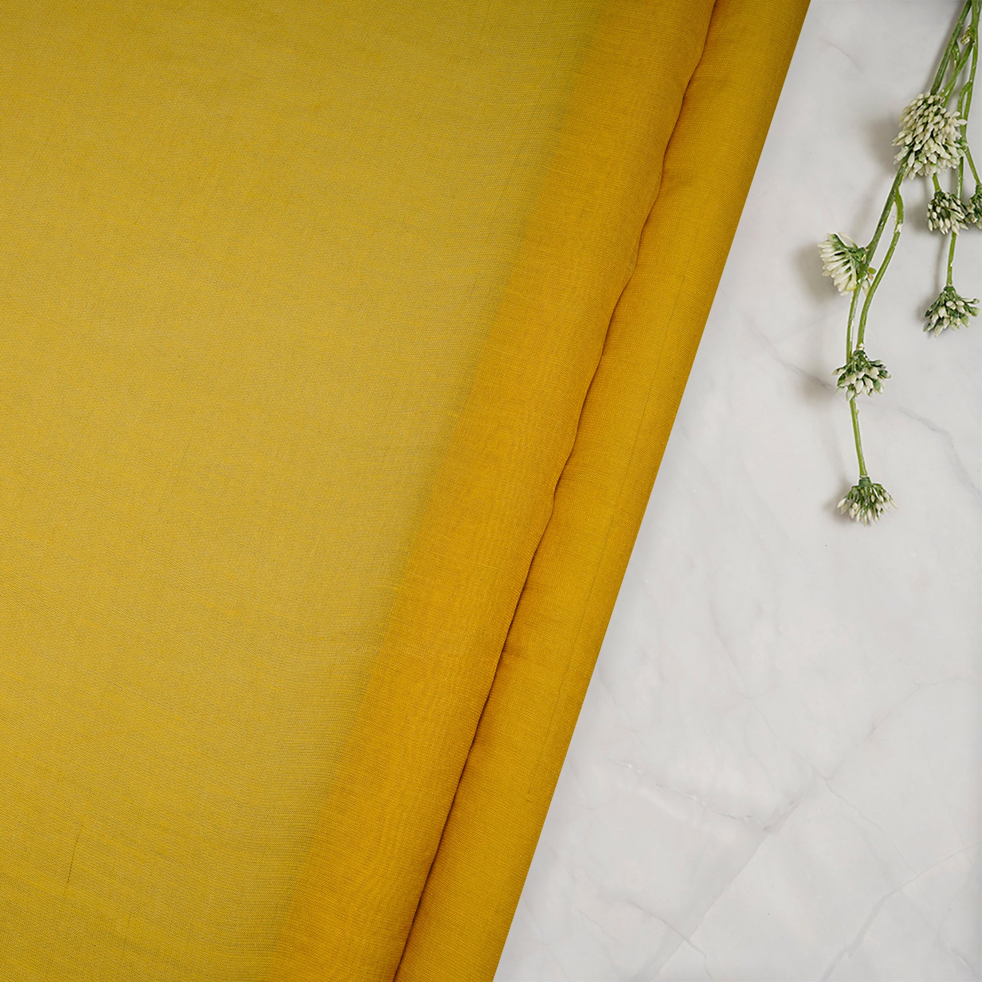 (Pre-Cut 0.60 Mtr) Yellow Piece Dyed Tissue Chanderi Fabric