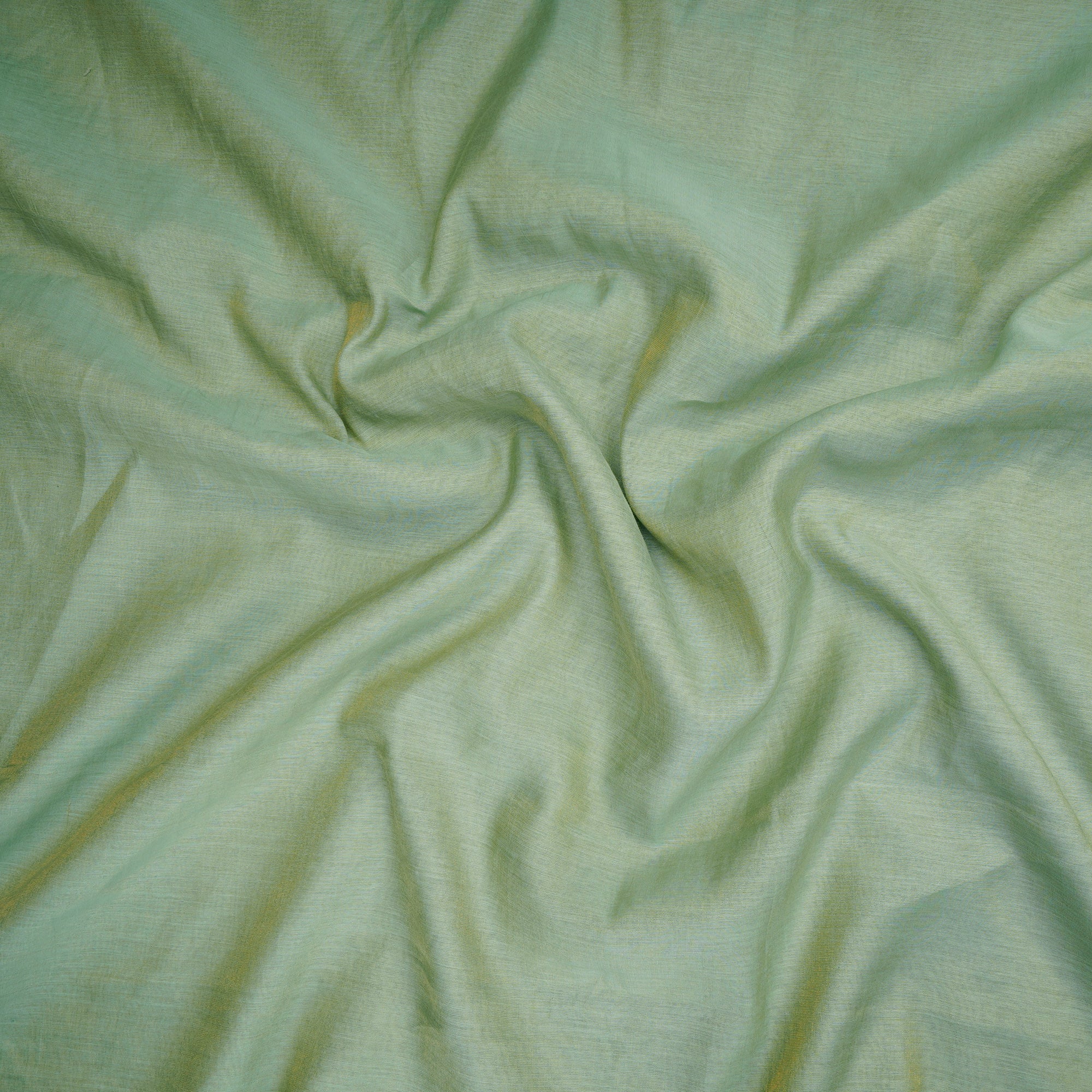 (Pre-Cut 1.00 Mtr) Green-Gold Piece Dyed Pure Tissue Fine Chanderi Fabric