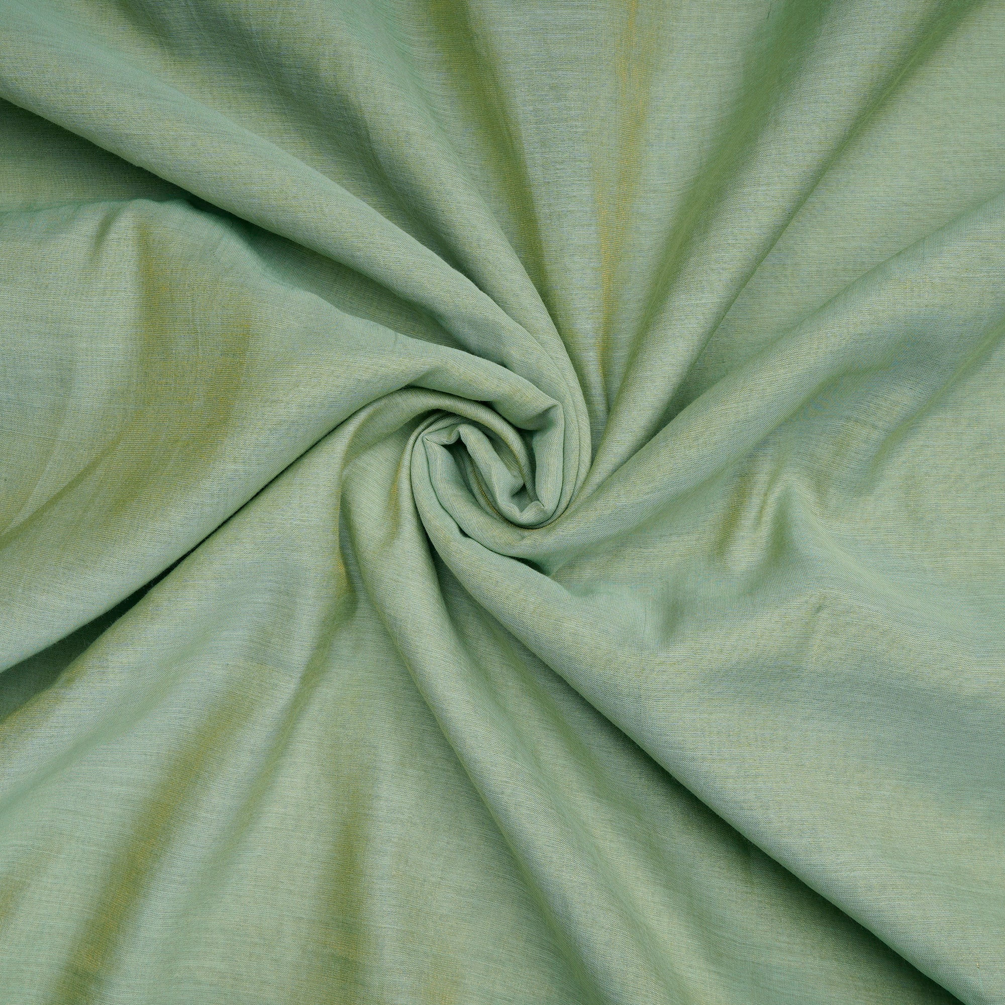 (Pre-Cut 1.00 Mtr) Green-Gold Piece Dyed Pure Tissue Fine Chanderi Fabric