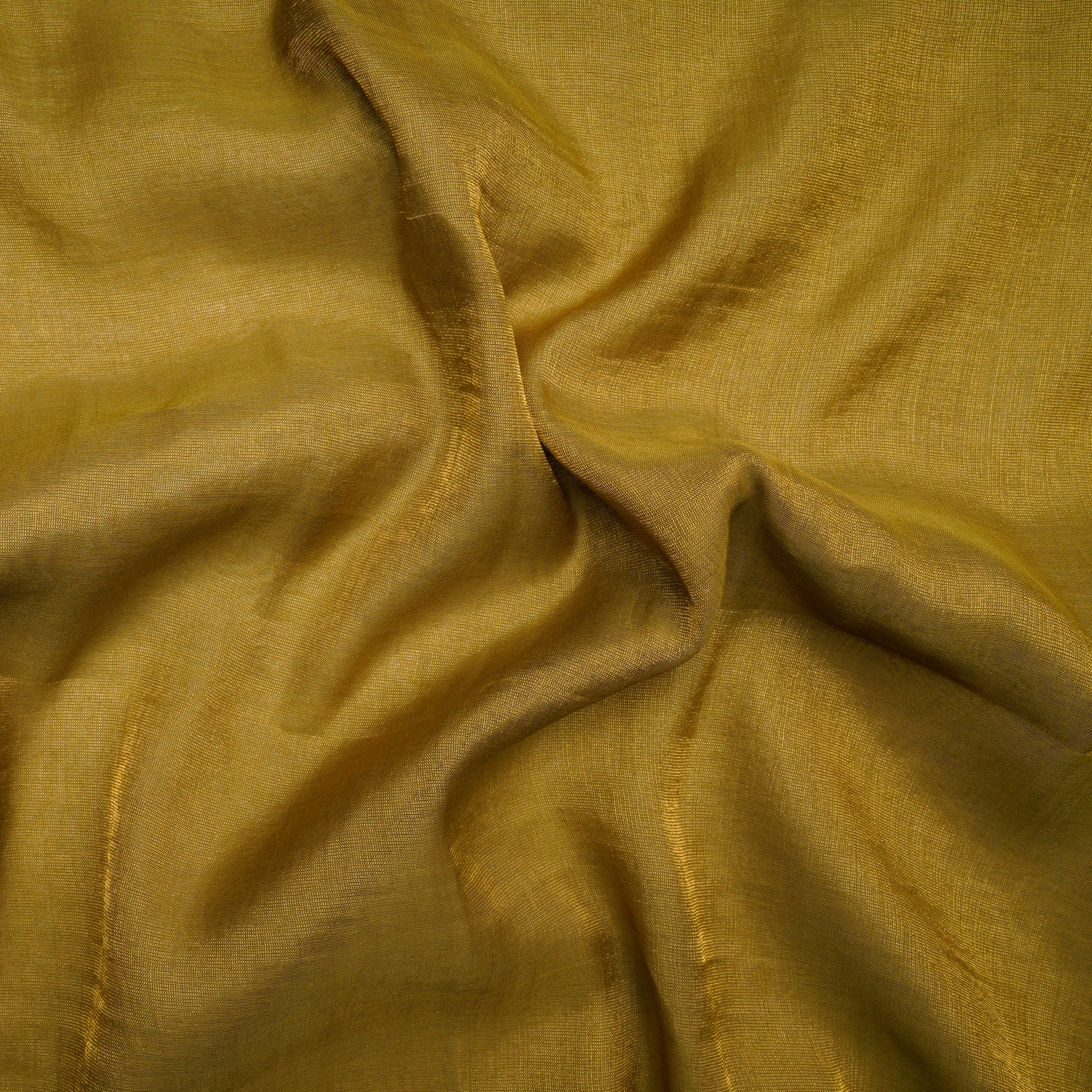 (Pre-Cut 2.30 Mtr)Olive Piece Dyed Plain Tissue Chanderi Fabric