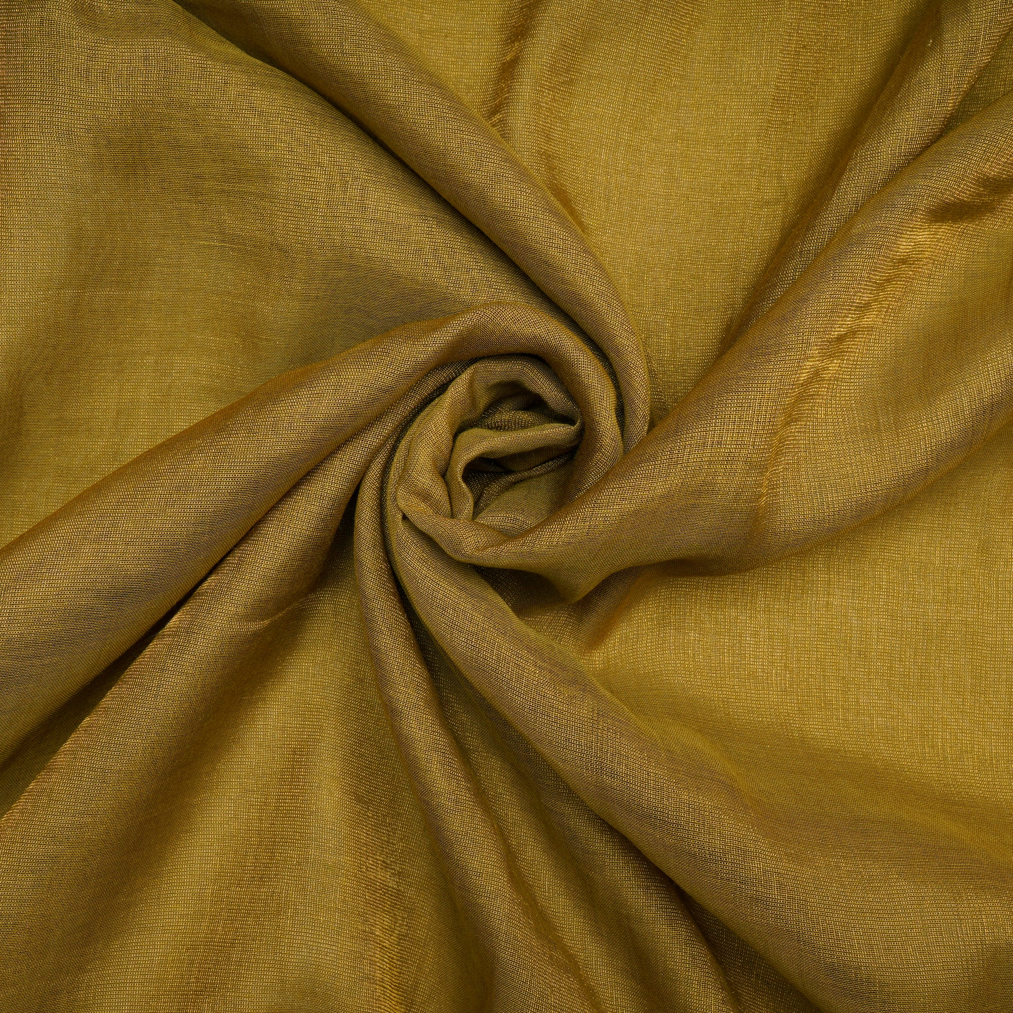 (Pre-Cut 2.30 Mtr)Olive Piece Dyed Plain Tissue Chanderi Fabric