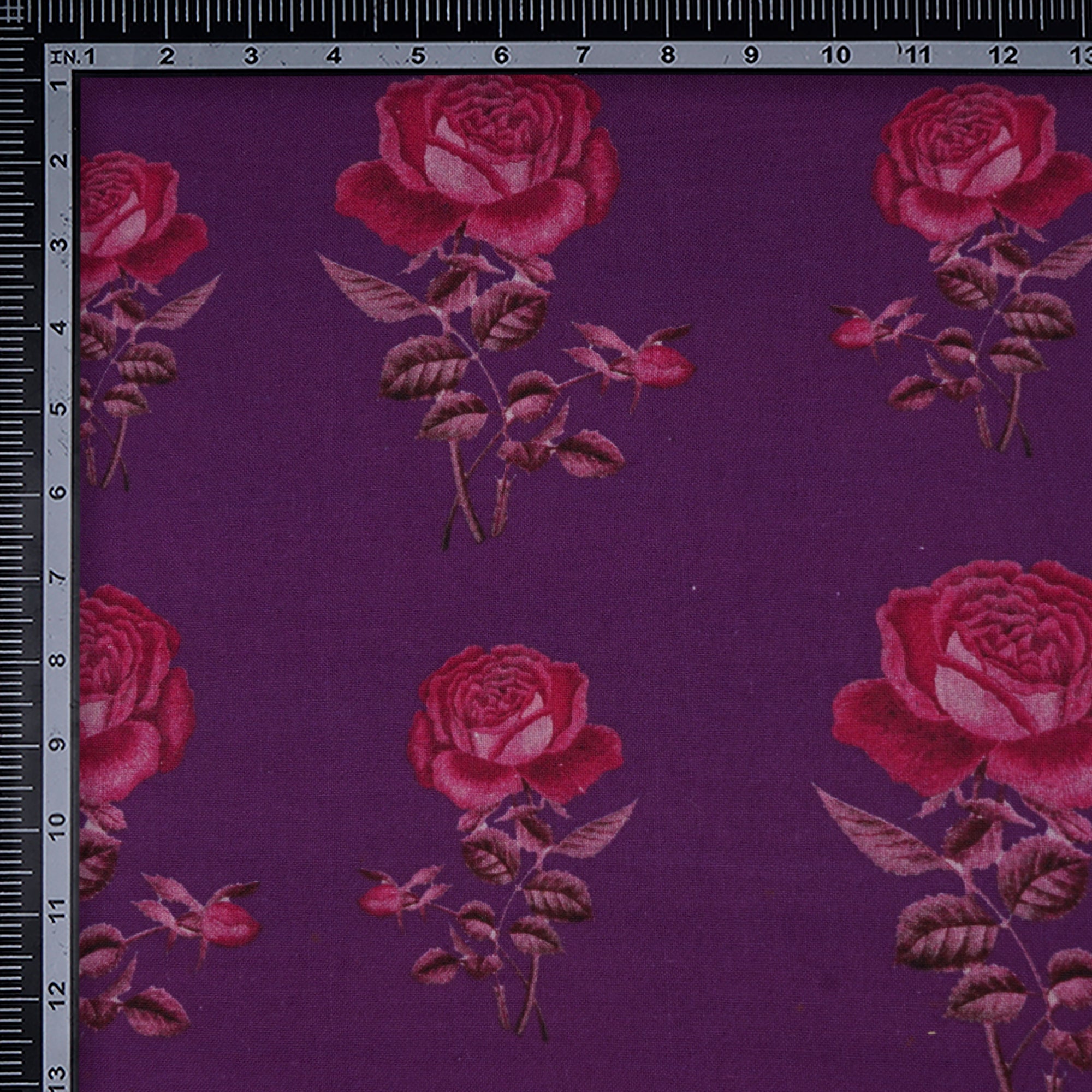 (Pre-Cut 2.50 Mtr)Purple Color Digital Print Handloom Cotton Fabric
