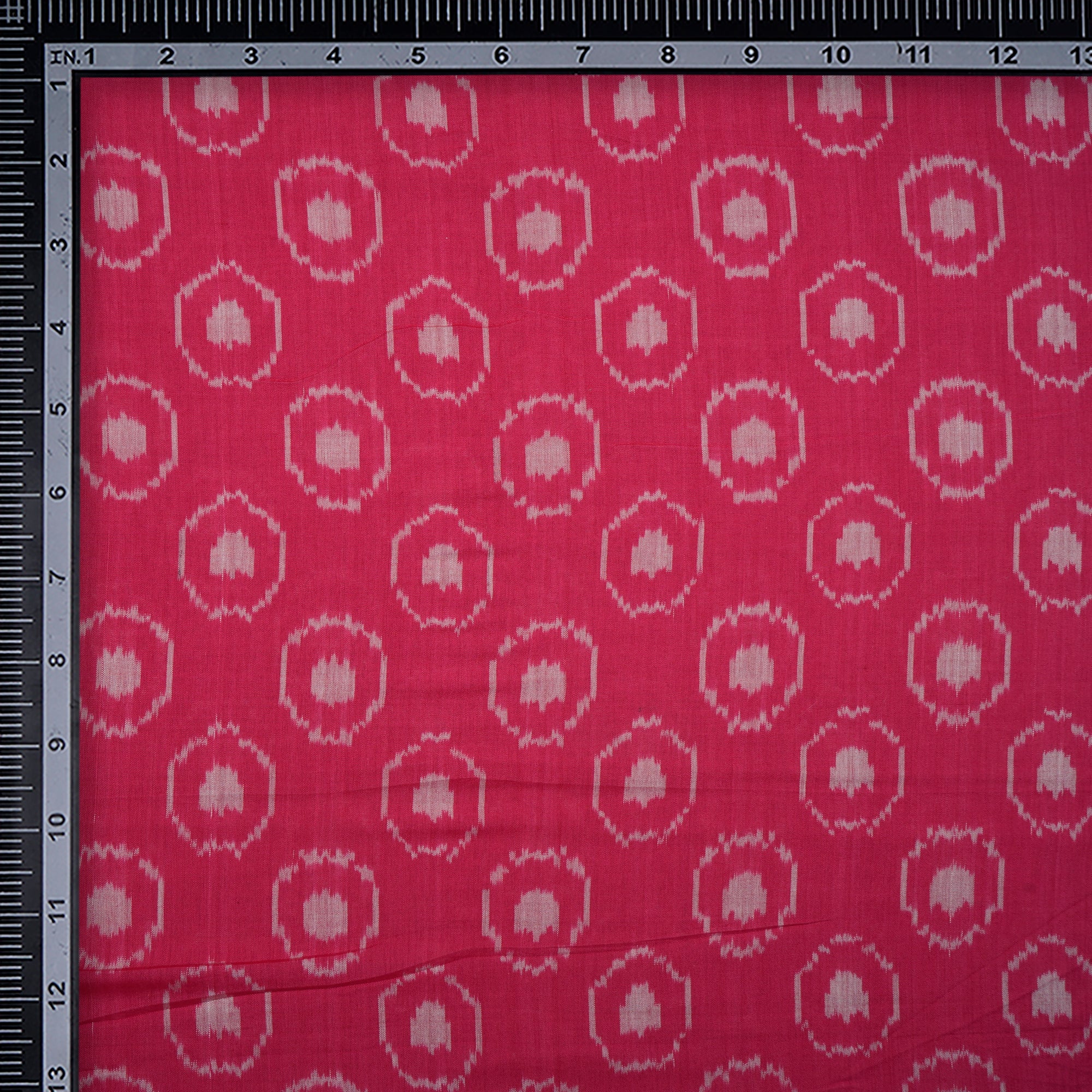 (Pre-Cut 2.50 Mtr)Pink Color Washed Woven Double Ikat Cotton Fabric