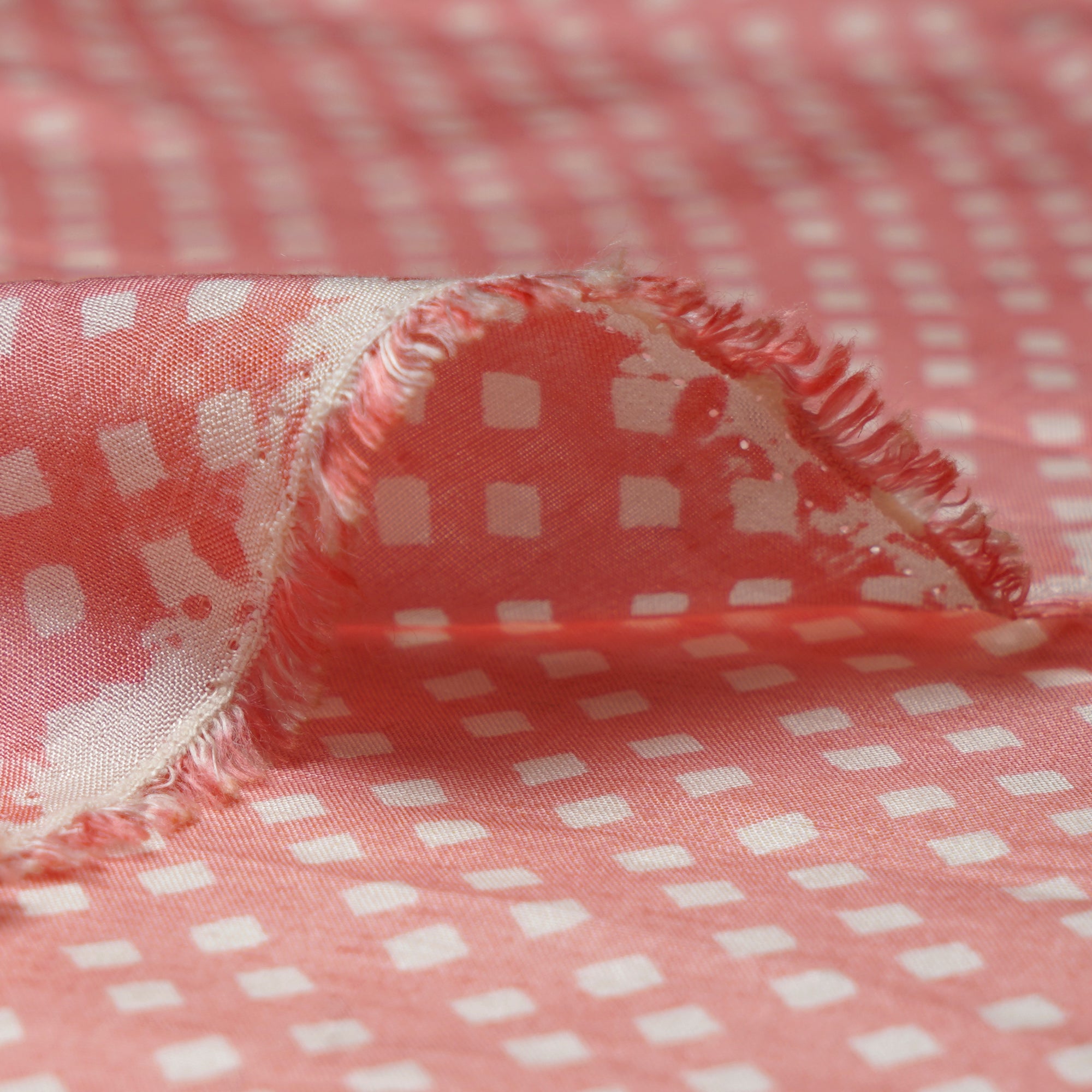 (Pre-Cut 0.80 Mtr)Light Pink Geometric Pattern Printed Viscose Fabric