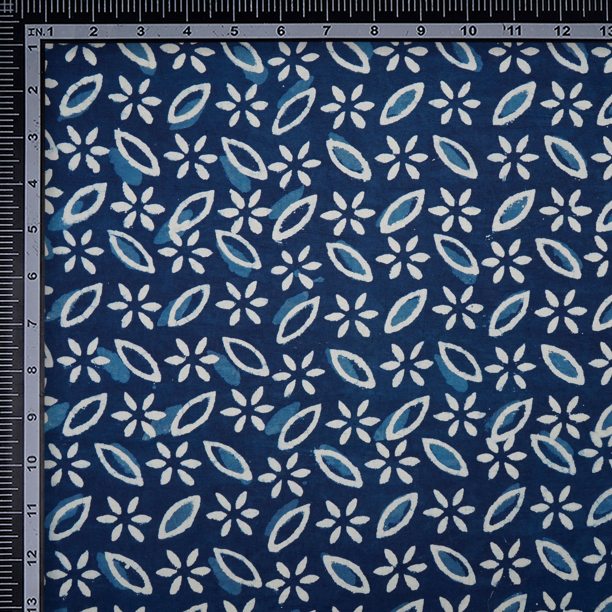 (Pre-Cut 2.20 Mtr)Blue Color Hand Block Bagru Natural Dye Indigo Printed Cotton Fabric