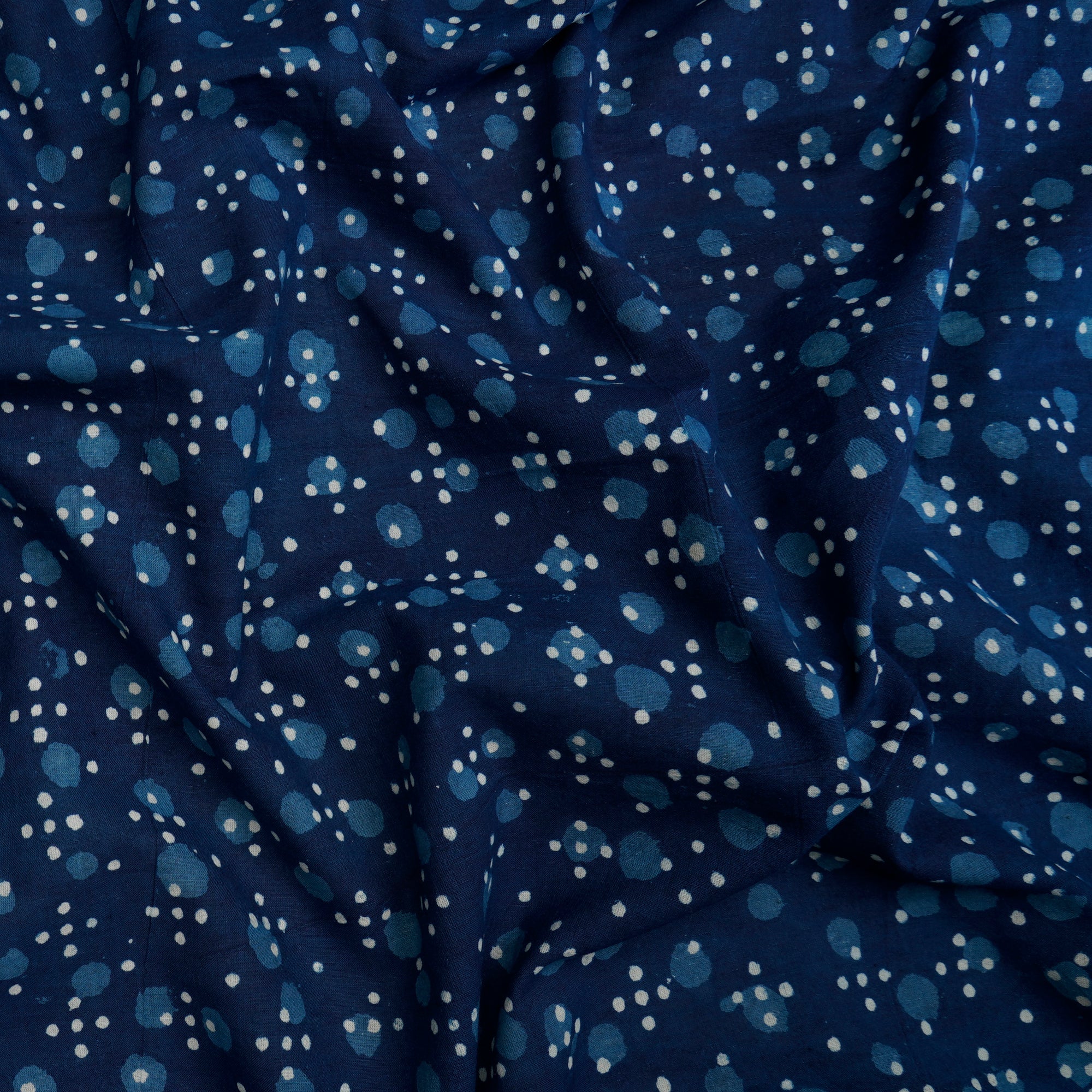 (Pre-Cut 1.40 Mtr) Navy Blue Hand Block Bagru Natural Dye Indigo Printed Cotton Fabric