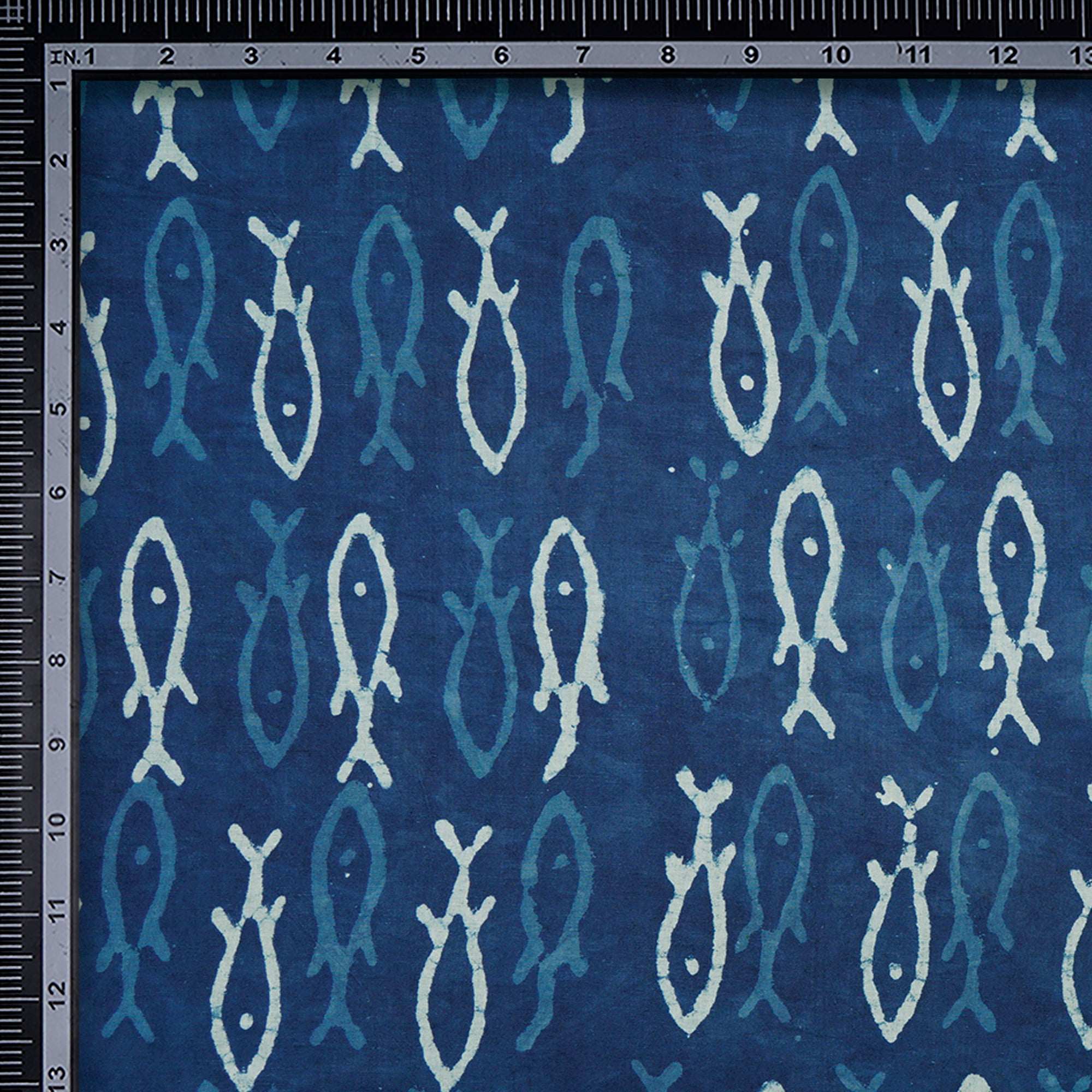 (Pre-Cut 1.40Mtr)Blue Color Hand Block Bagru Natural Dye Indigo Printed Cotton Fabric