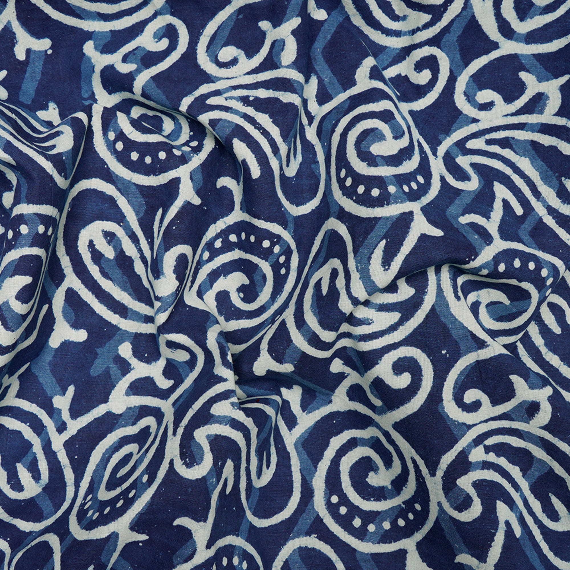 (Pre-Cut 1.40Mtr)Blue Color Hand Block Bagru Natural Dye Indigo Printed Cotton Fabric