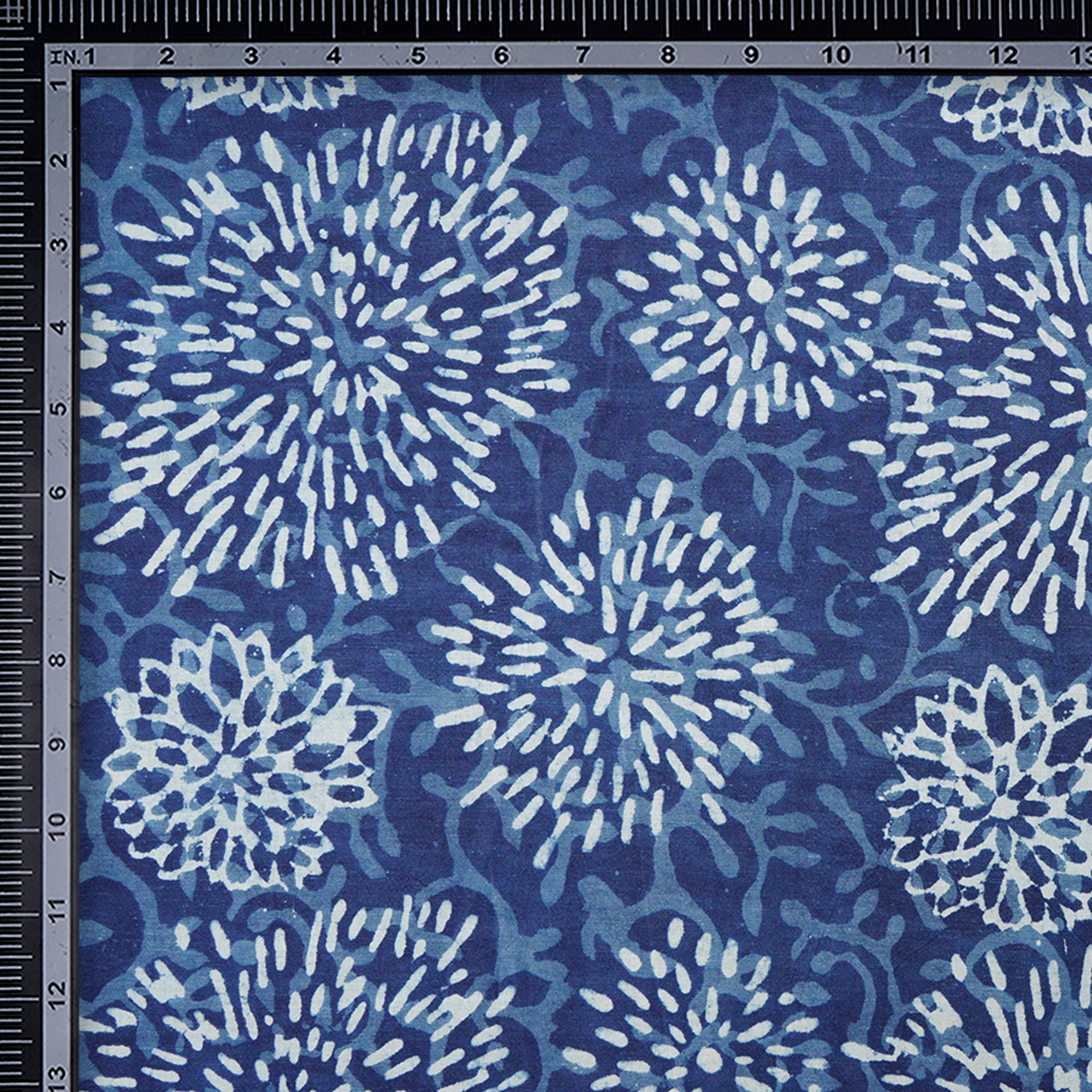 (Pre-Cut 1.50 Mtr)Navy Blue Hand Block Bagru Natural Dye Indigo Printed Cotton Fabric