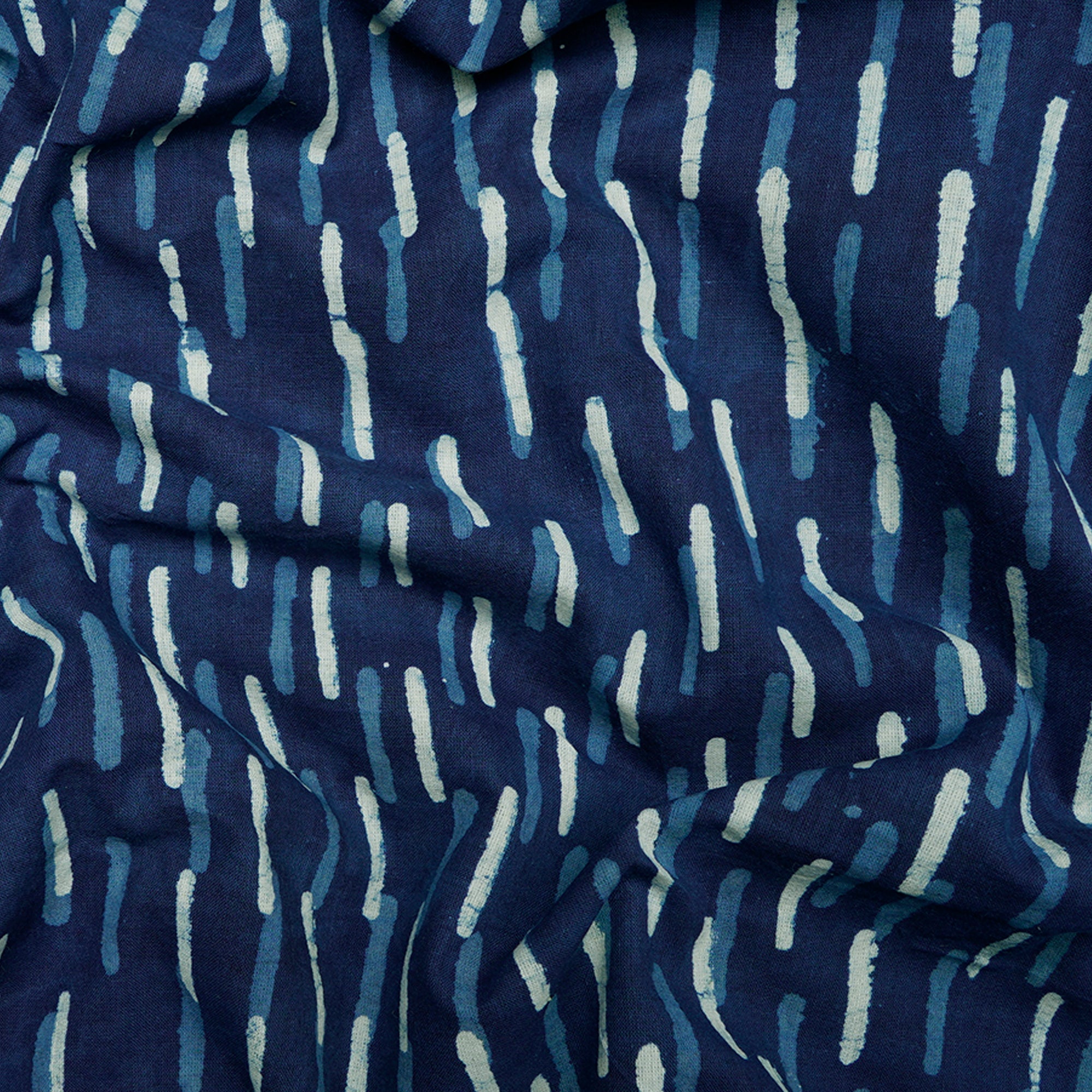 (Pre-Cut 1.65 Mtr)Blue Hand Block Bagru Natural Dye Indigo Printed Cotton Fabric