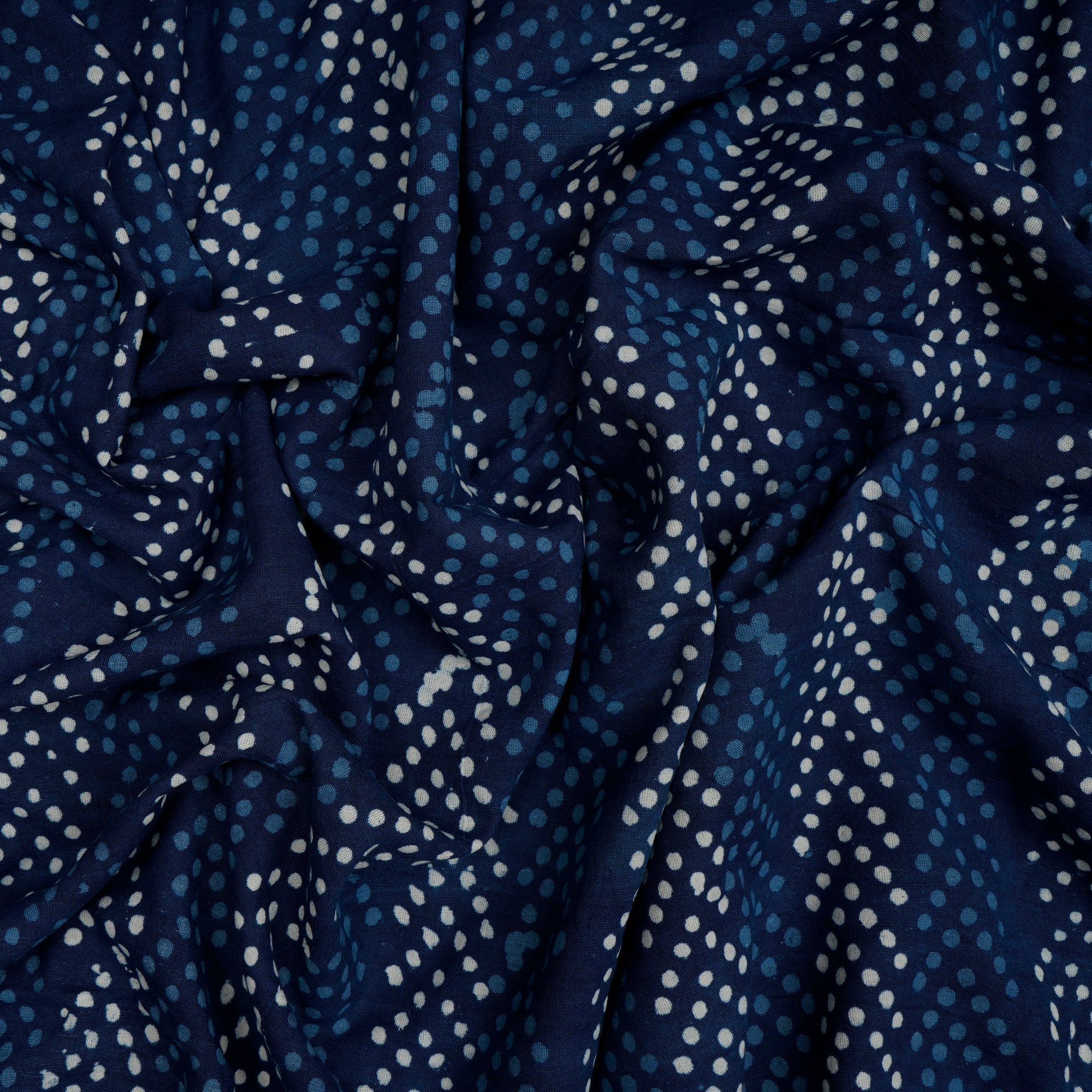 (Pre-Cut 1.90 Mtr)Blue Color Hand Block Bagru Natural Dye Indigo Printed Cotton Fabric