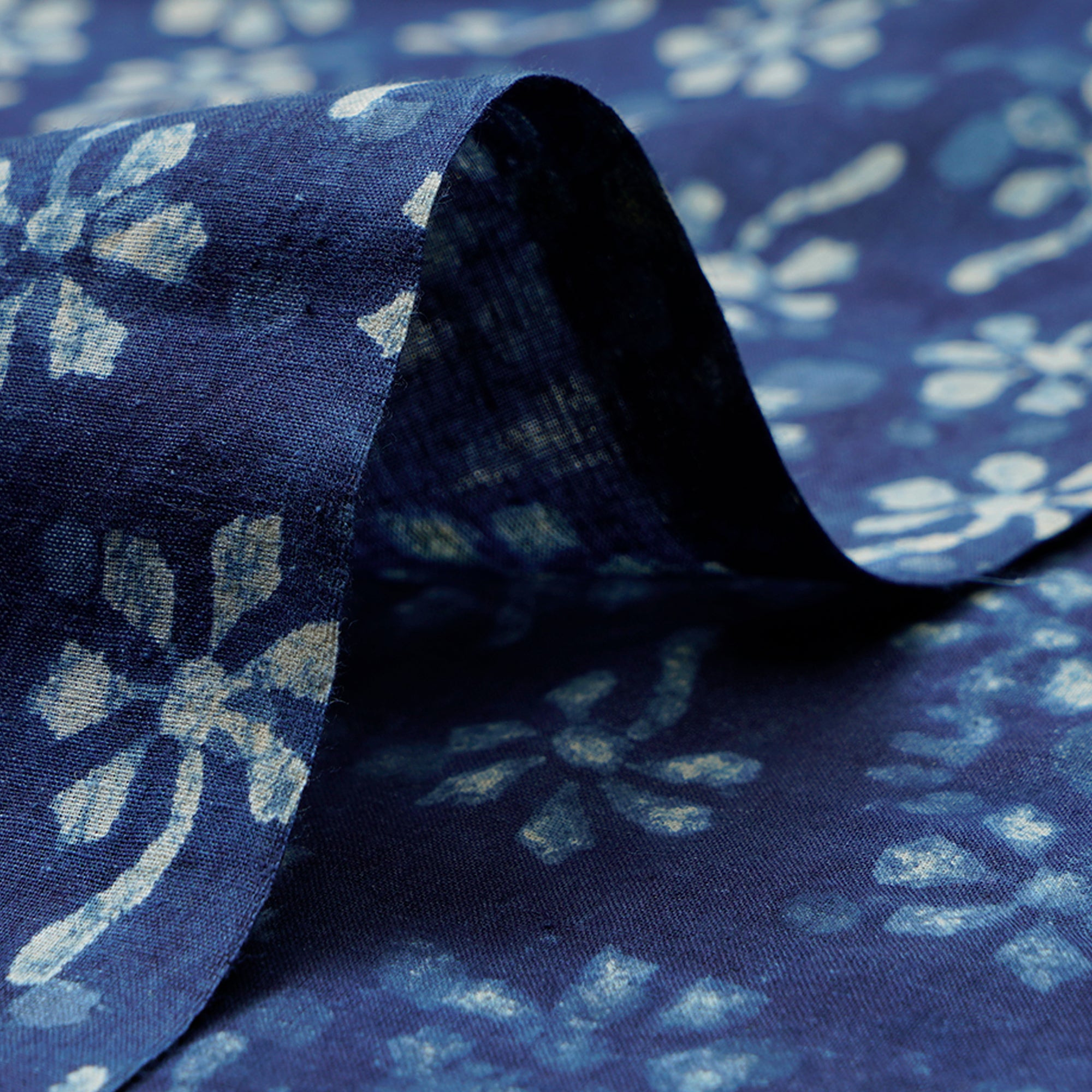 (Pre-Cut 2.00Mtr)Blue Color Hand Block Bagru Natural Dye Indigo Printed Cotton Fabric