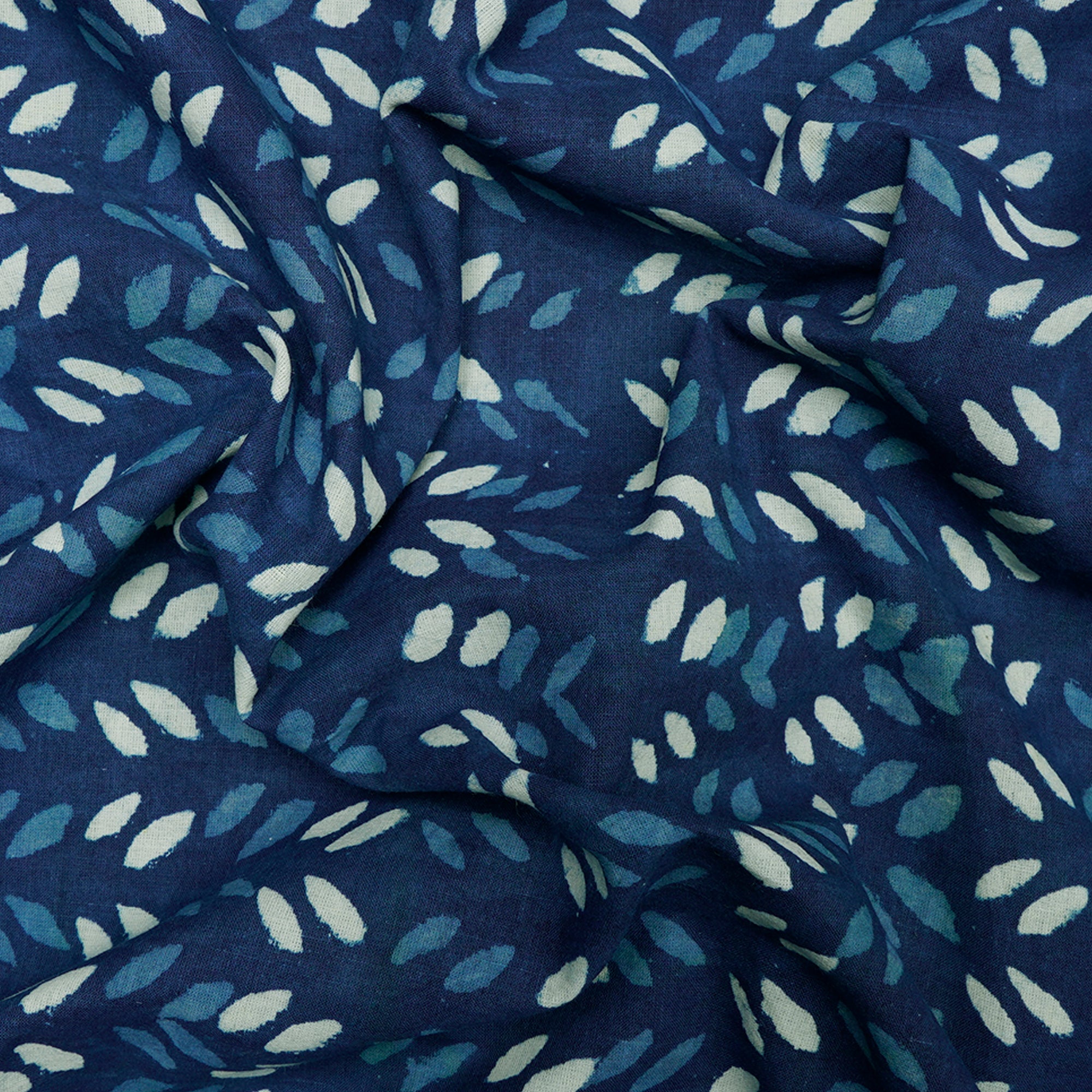 (Pre-Cut 2.20Mtr)Blue Color Hand Block Bagru Natural Dye Indigo Printed Cotton Fabric