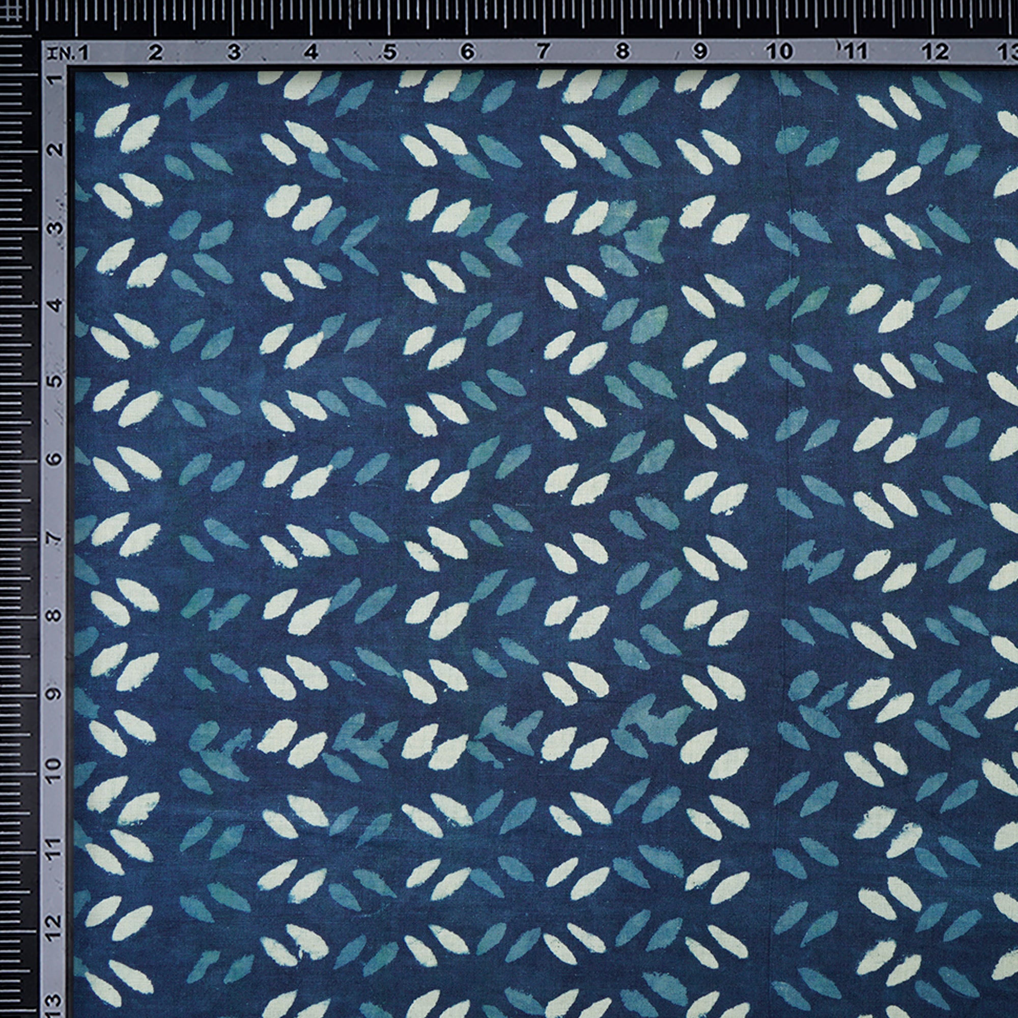(Pre-Cut 2.20Mtr)Blue Color Hand Block Bagru Natural Dye Indigo Printed Cotton Fabric