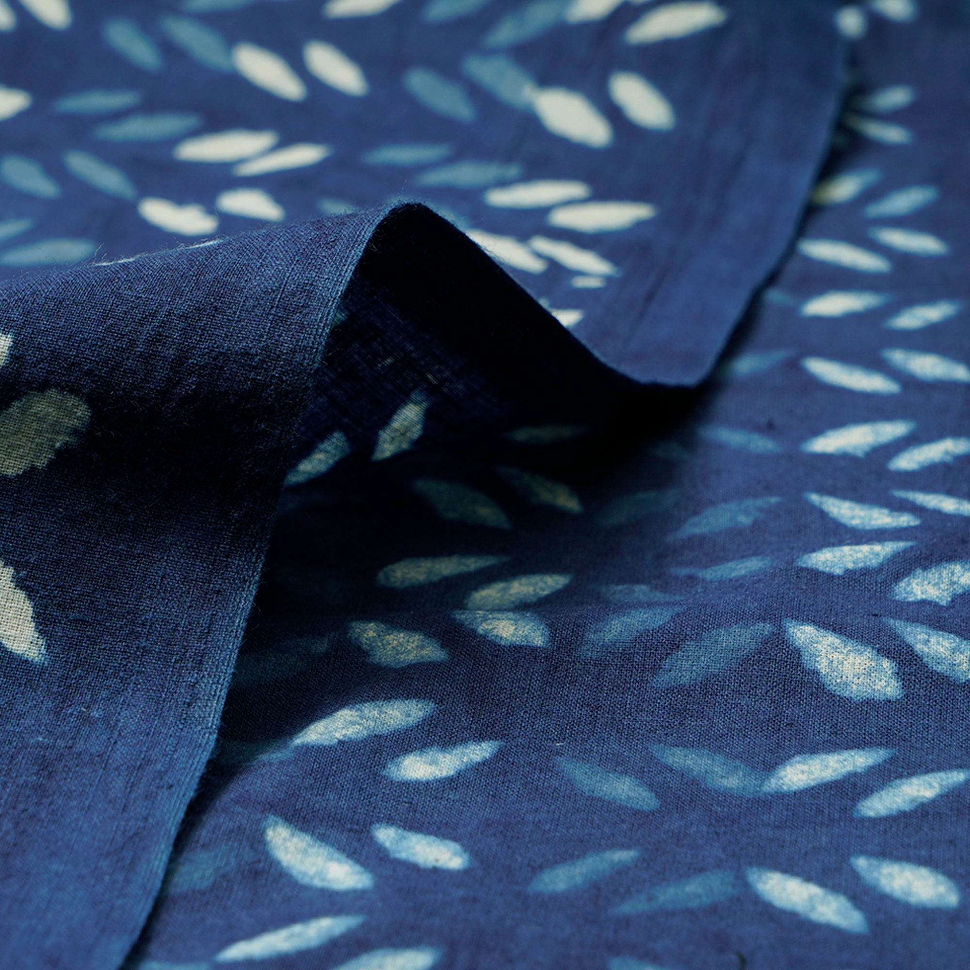 (Pre-Cut 2.20Mtr)Blue Color Hand Block Bagru Natural Dye Indigo Printed Cotton Fabric