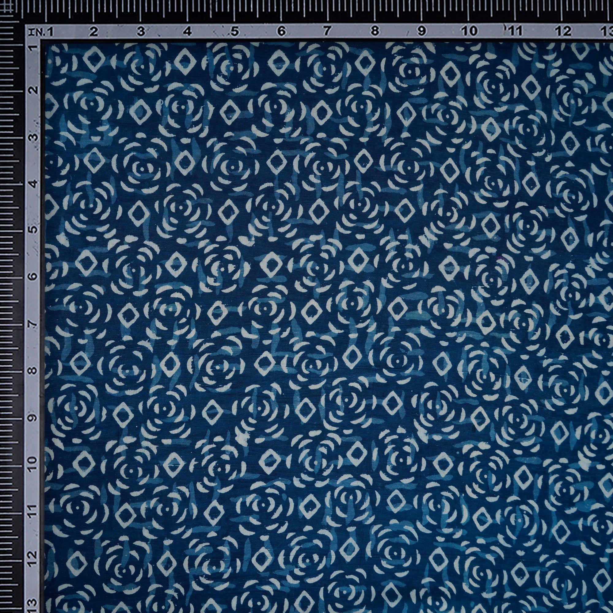 (Pre-Cut 2.90 Mtr)Blue Hand Block Bagru Natural Dye Indigo Printed Cotton Fabric