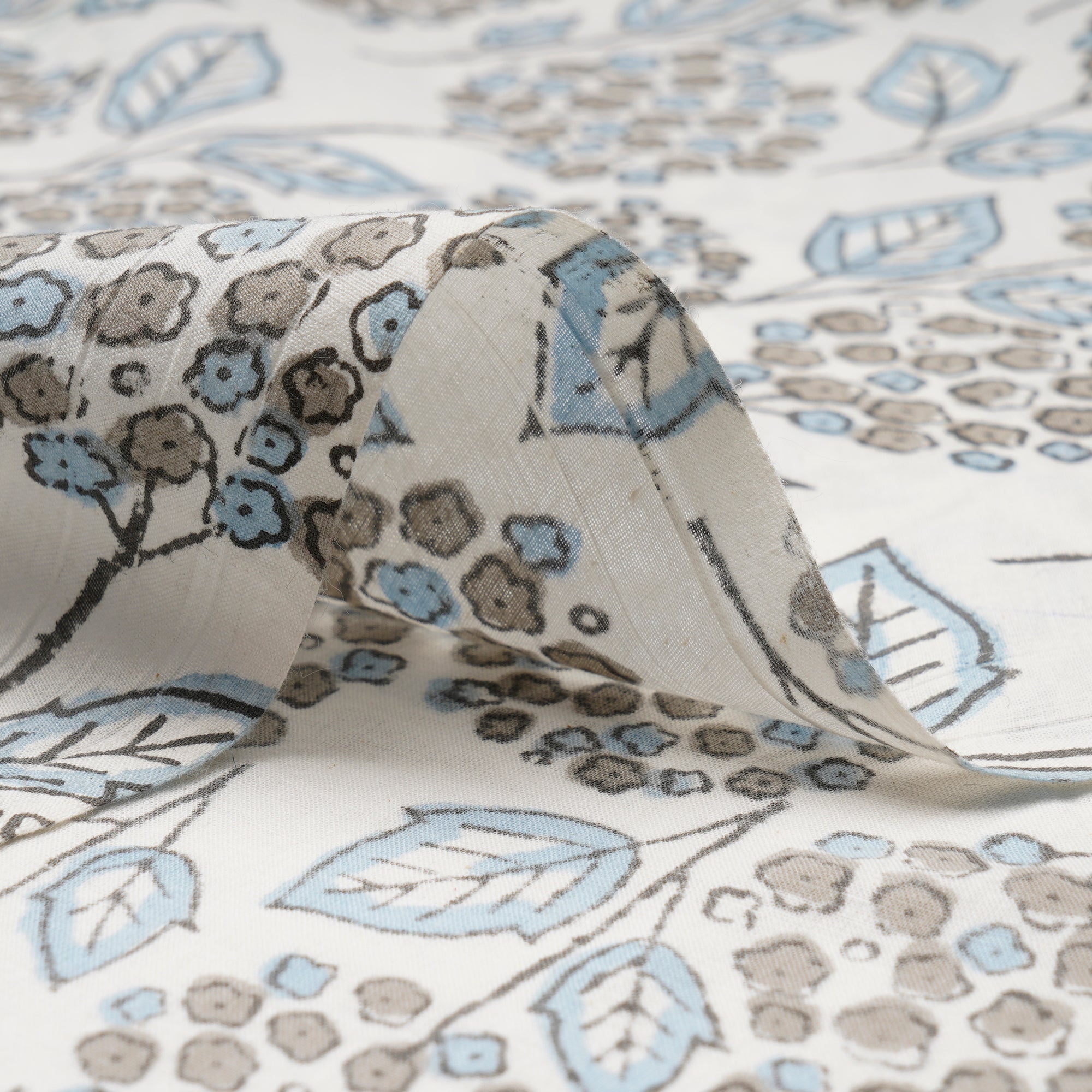 (Pre-Cut 0.70 Mtr)White Color Hand Block Natural Dye Bagru Dabu Printed Cotton Fabric