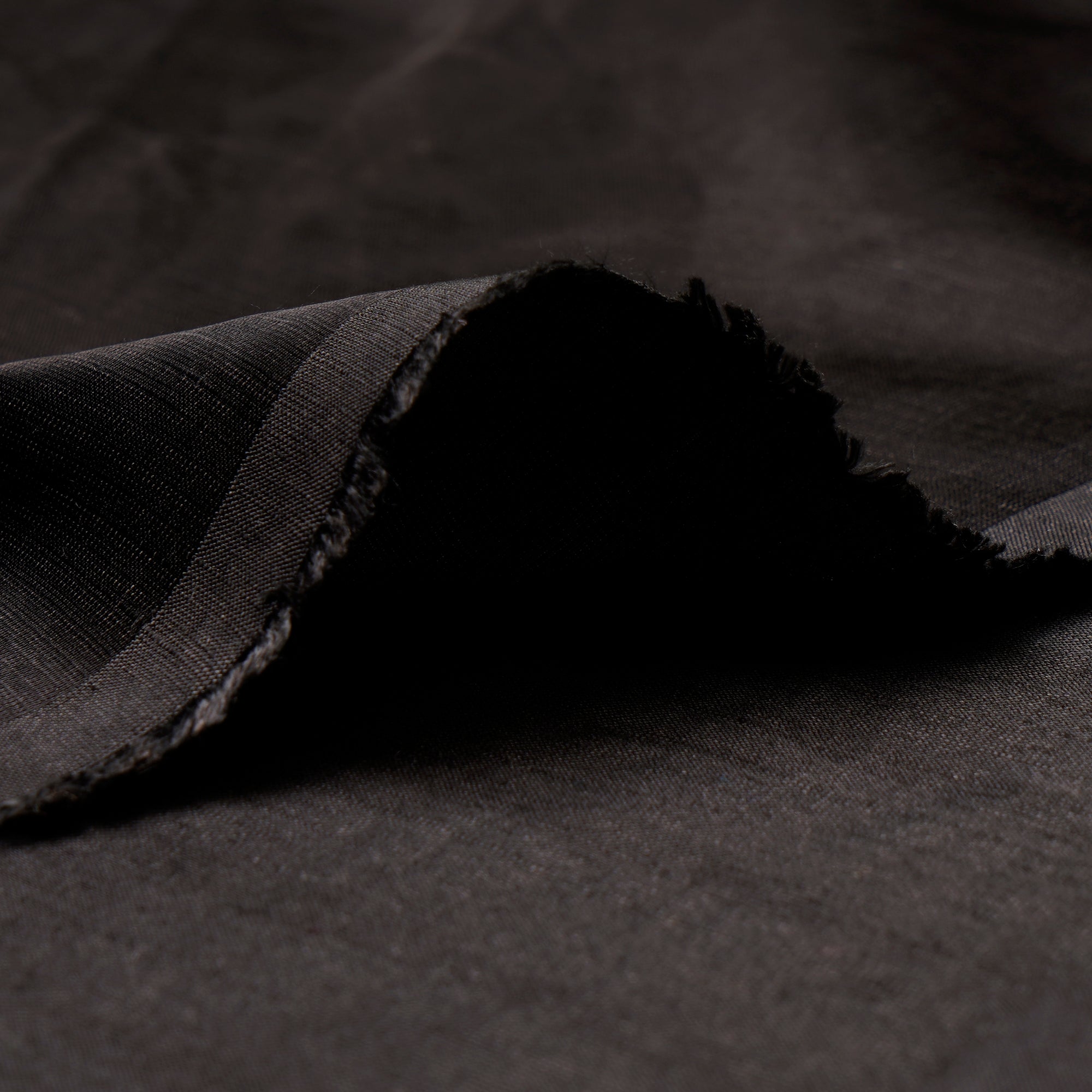 (Pre Cut 0.85 Mtr ) Black Heavy Linen Satin Fabric