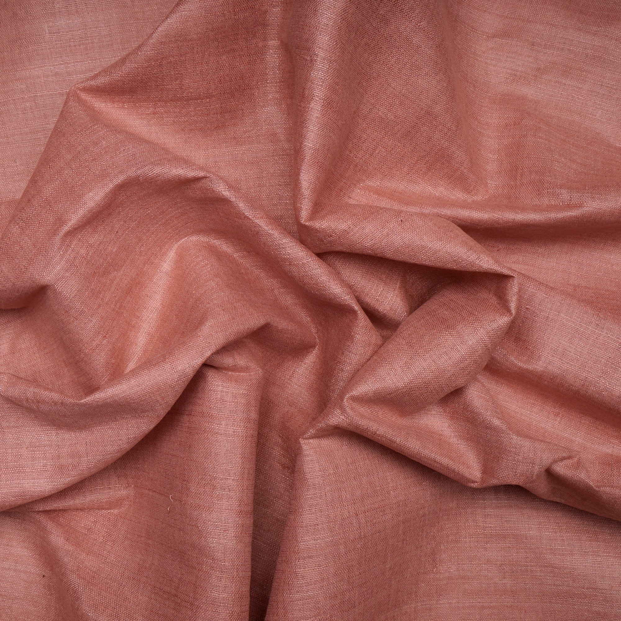 (Pre-Cut 2.90 Mtr)Peach Plain Cotton Silk Fabric