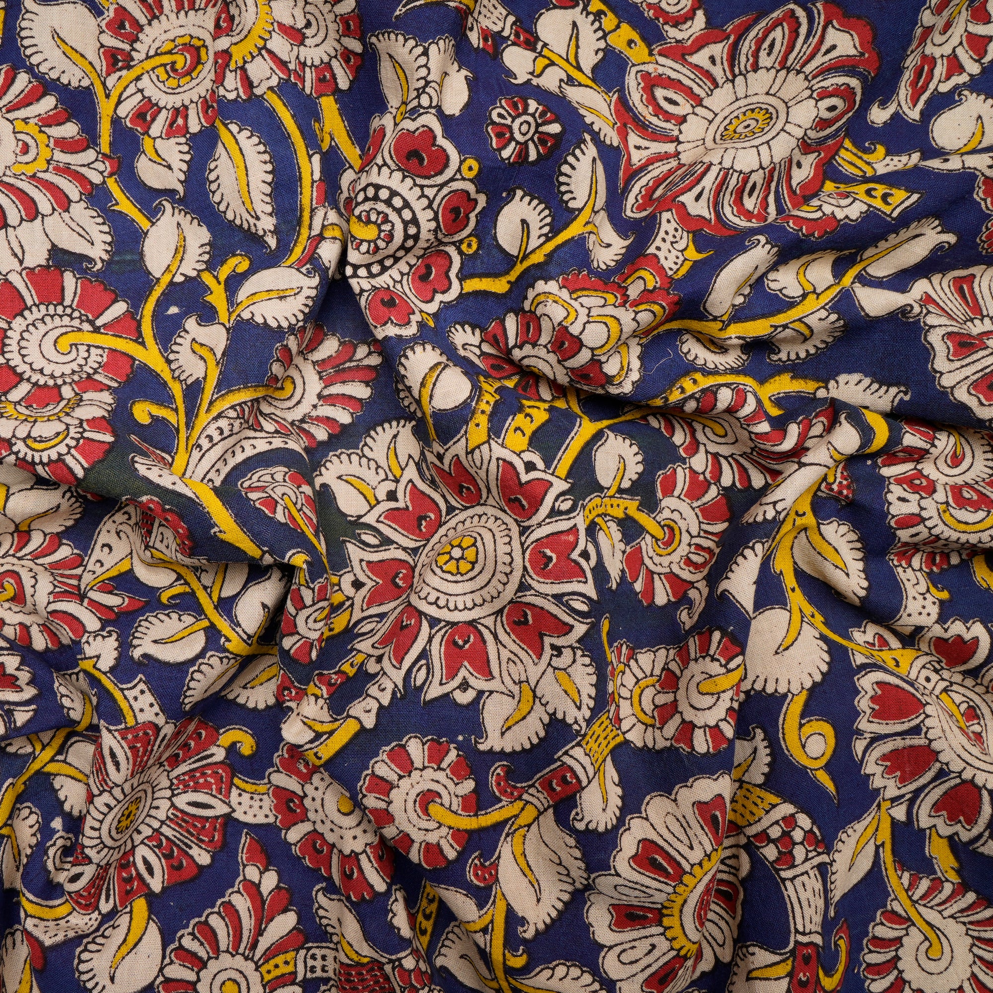 (Pre-Cut 0.80 Mtr)Multi Color Floral Pattern Screen Printed kalamkari Cotton Fabricprecuts&&2033